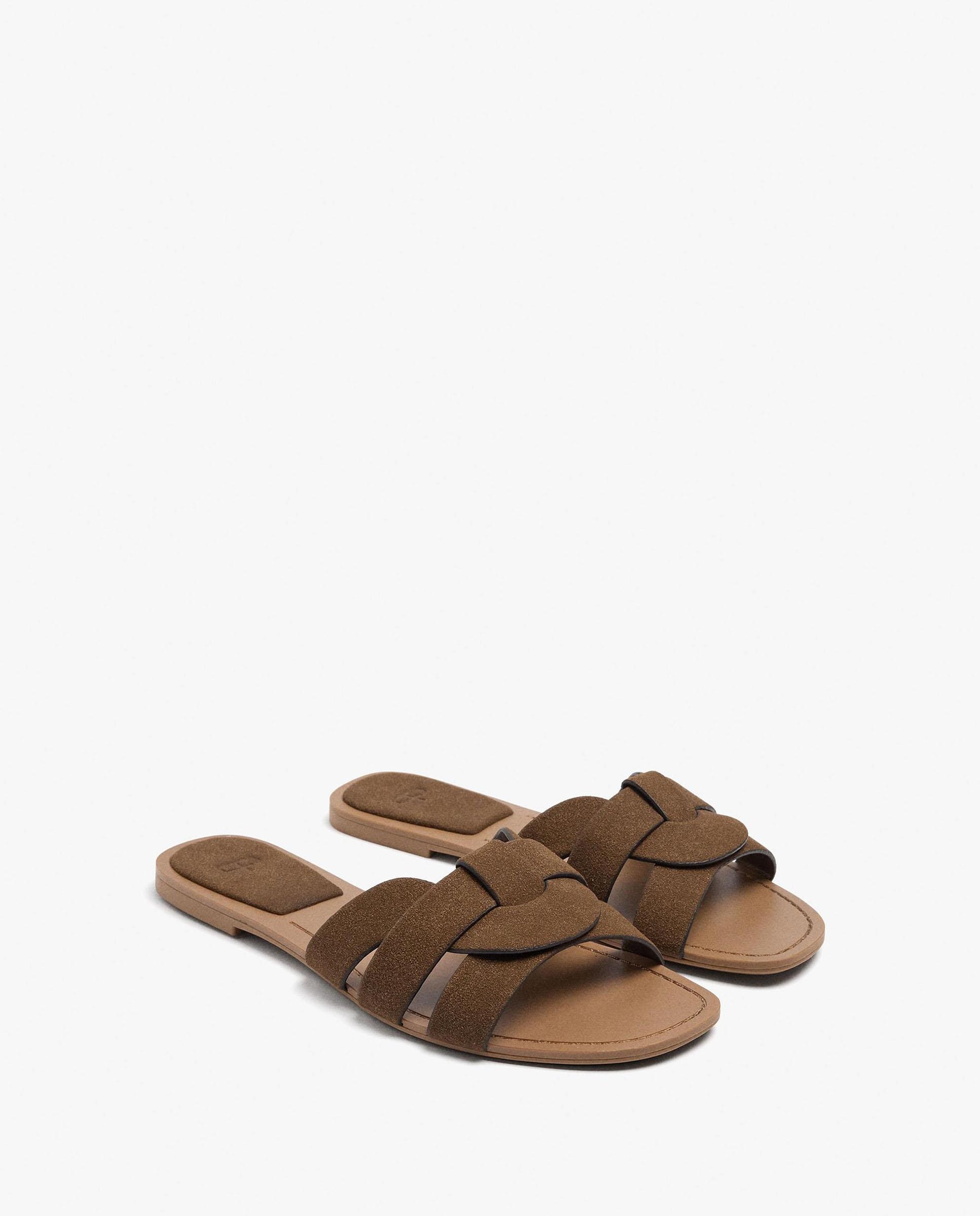 Sandalias de pala de mujer con tira en liso - Parfois - Camel Camel-2