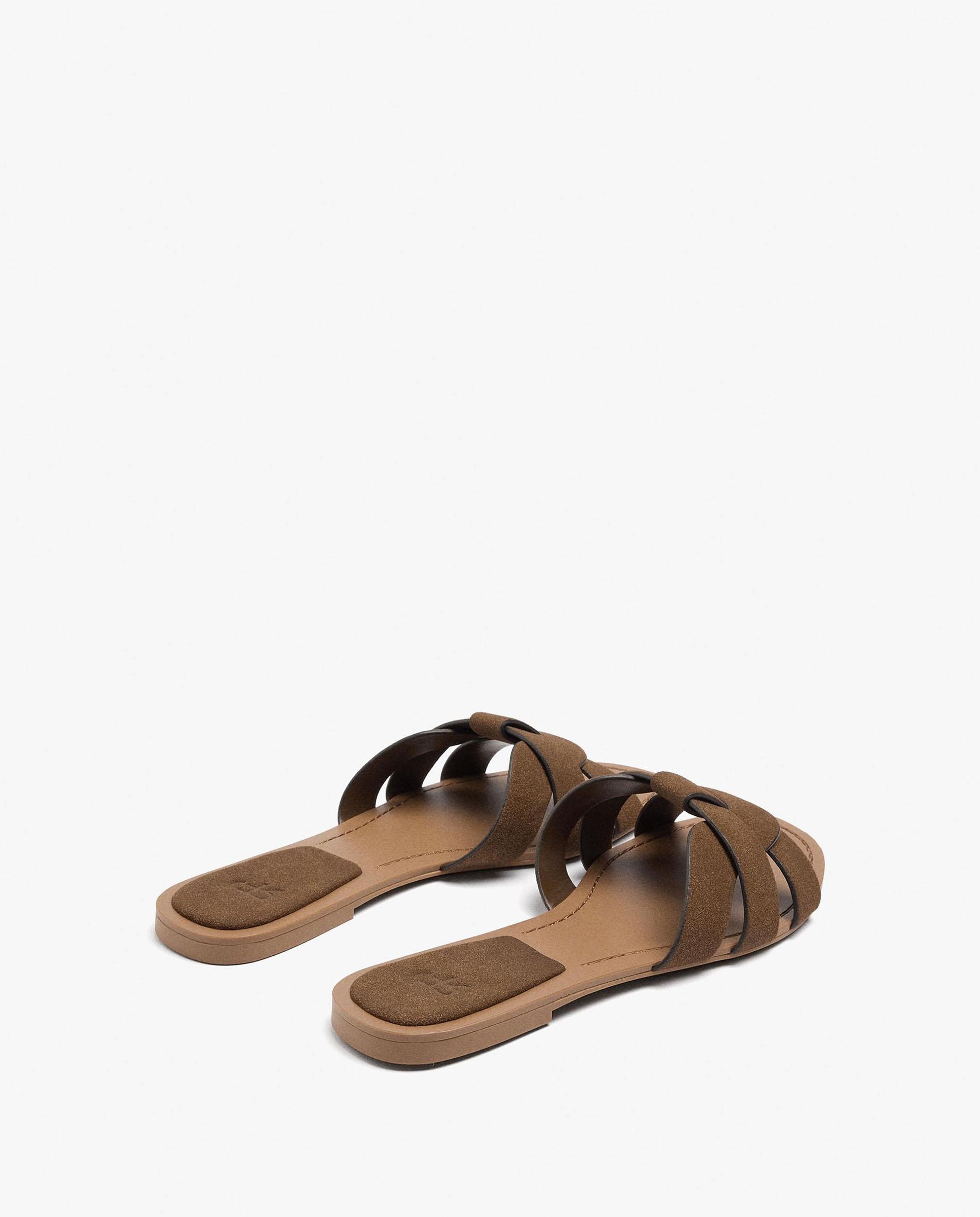 Sandalias de pala de mujer con tira en liso - Parfois - Camel Camel-4