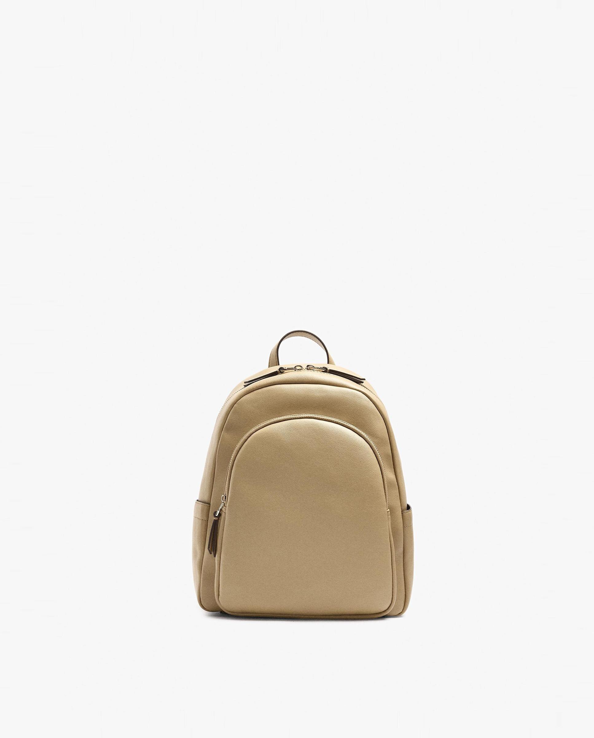 Mochila de mujer con varios compartimentos y cierre de cremallera en liso - Parfois - Beige Beige-1