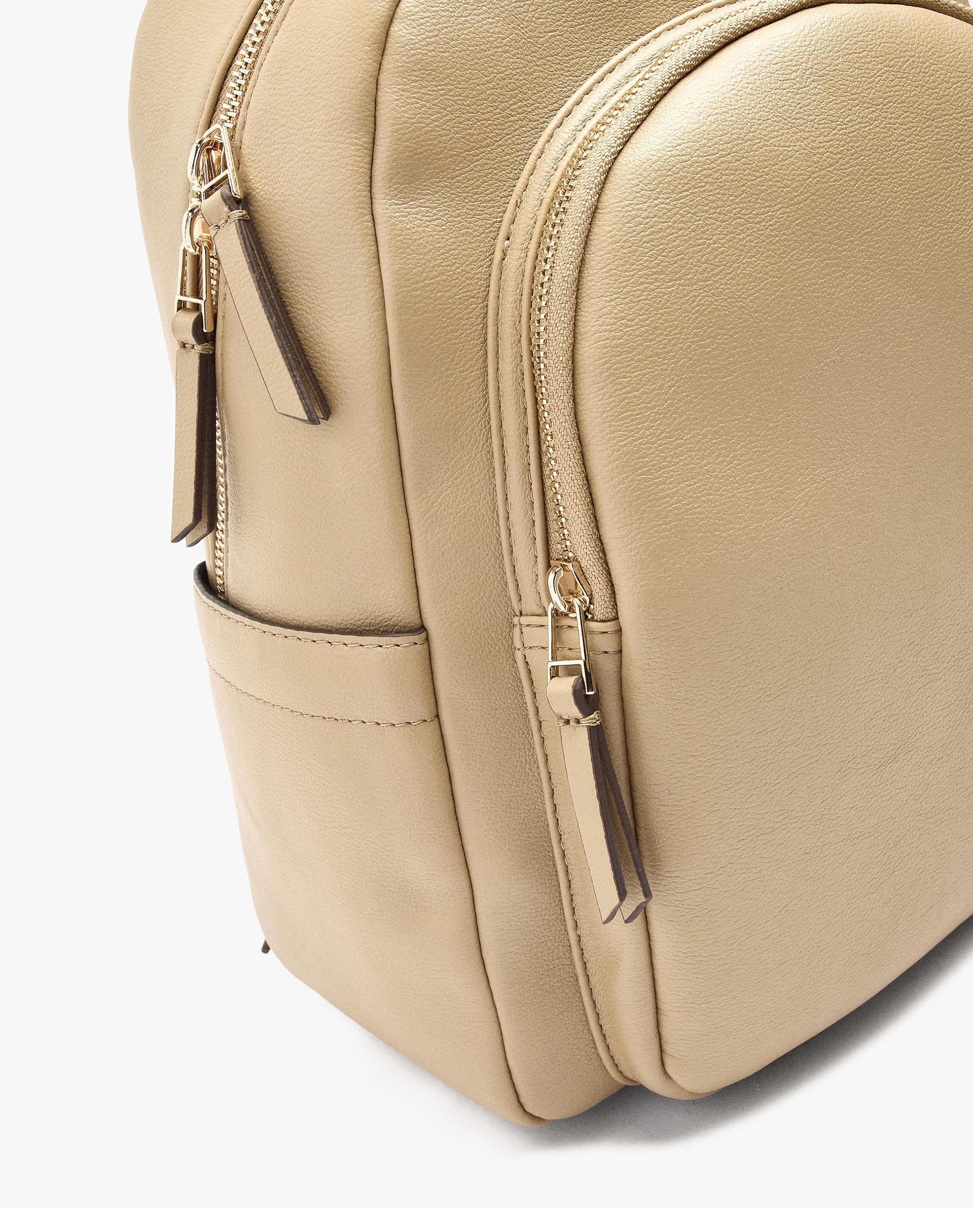 Mochila de mujer con varios compartimentos y cierre de cremallera en liso - Parfois - Beige Beige-3