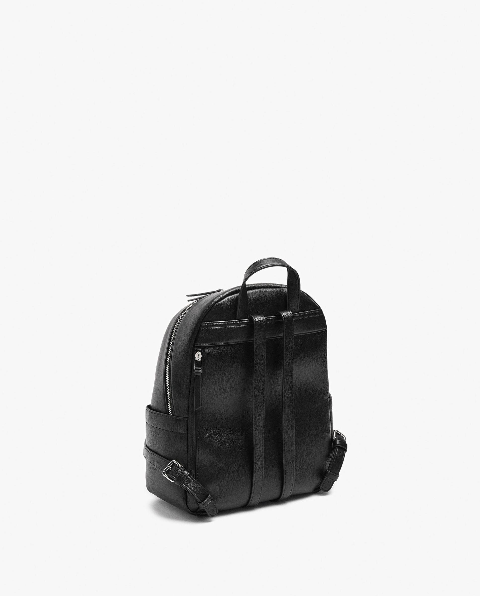 Mochila de mujer con varios compartimentos y cierre de cremallera en liso - Parfois - Negro Negro-2