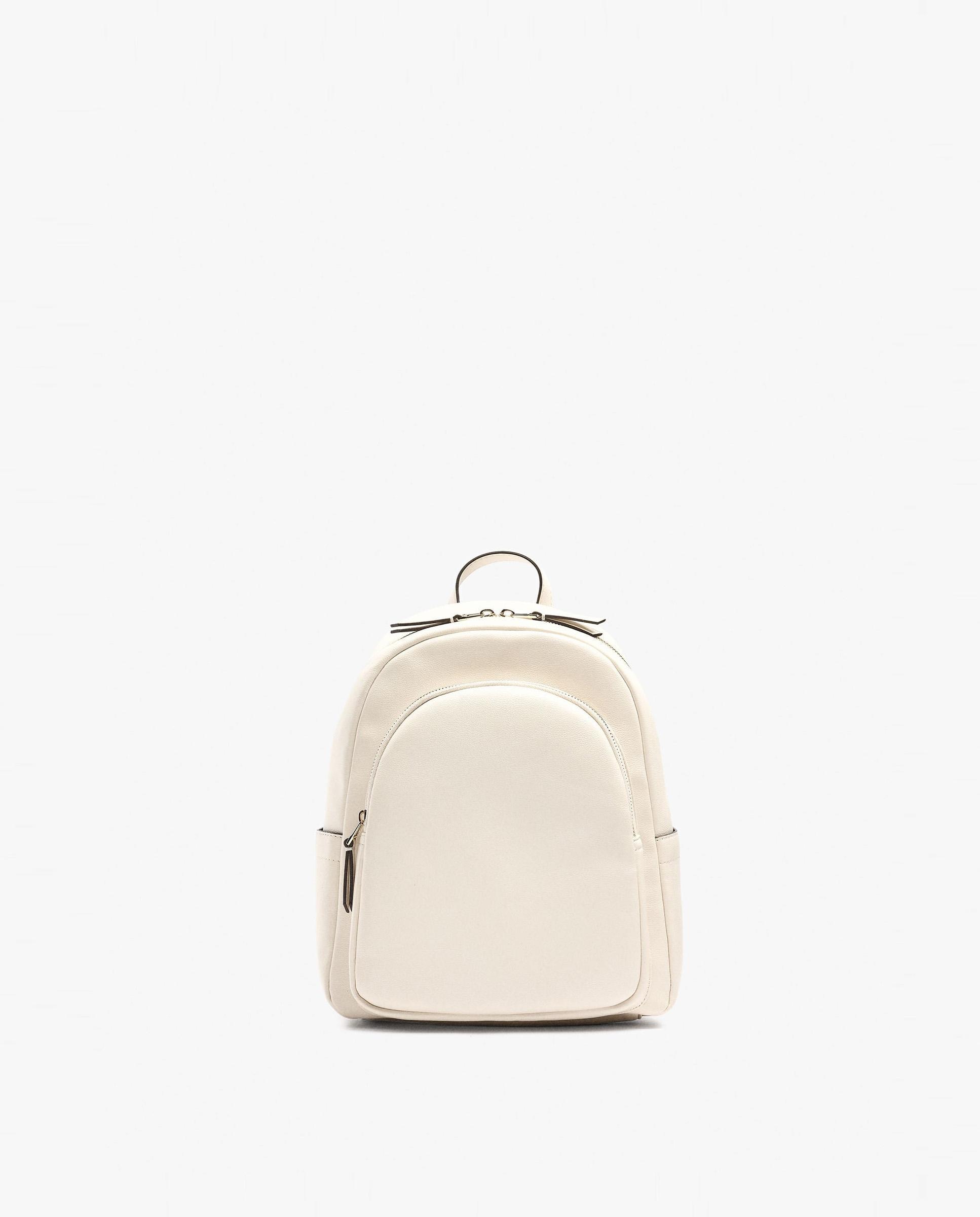 Mochila de mujer con varios compartimentos y cierre de cremallera en liso - Parfois - Blanco Blanco-1