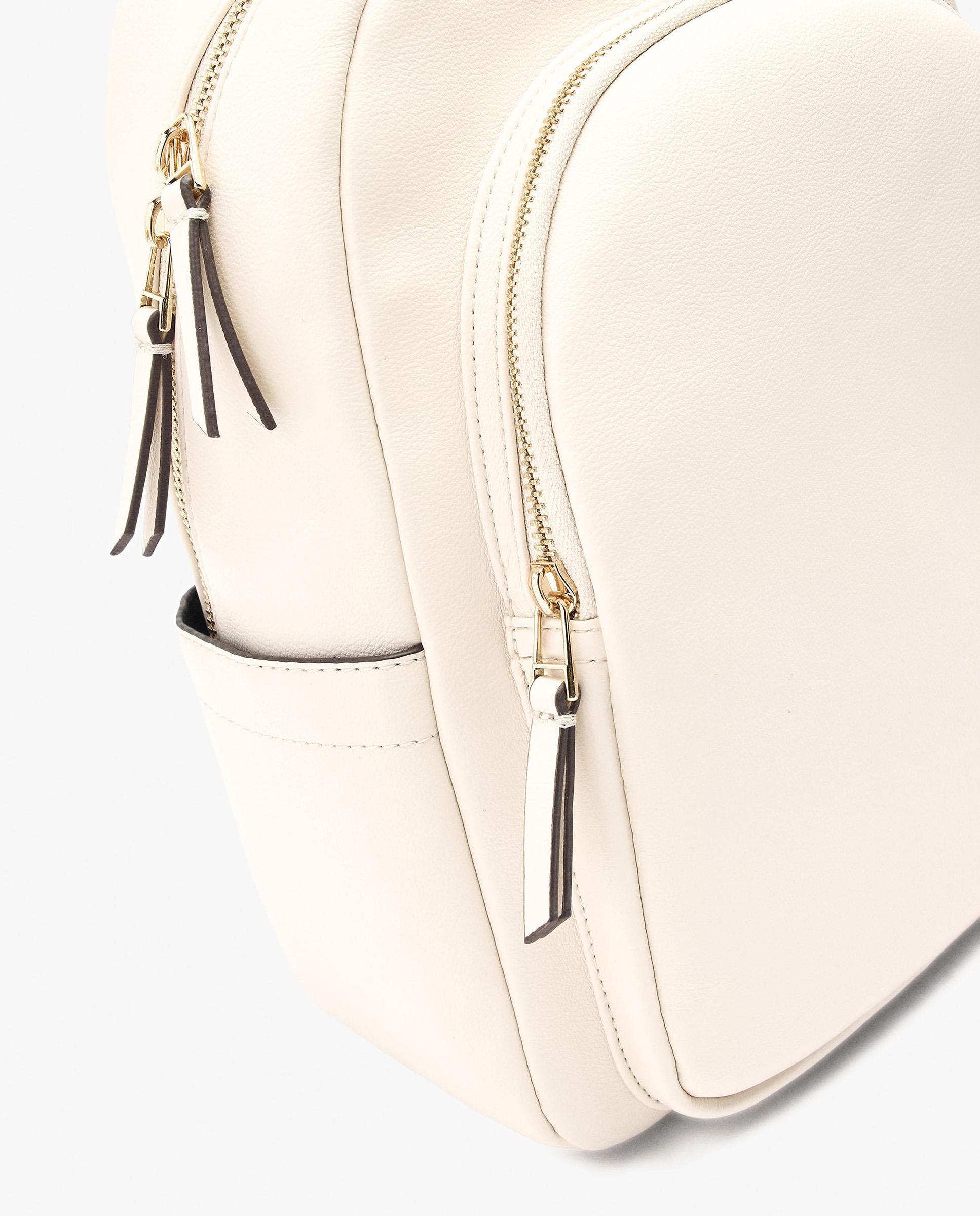 Mochila de mujer con varios compartimentos y cierre de cremallera en liso - Parfois - Blanco Blanco-3