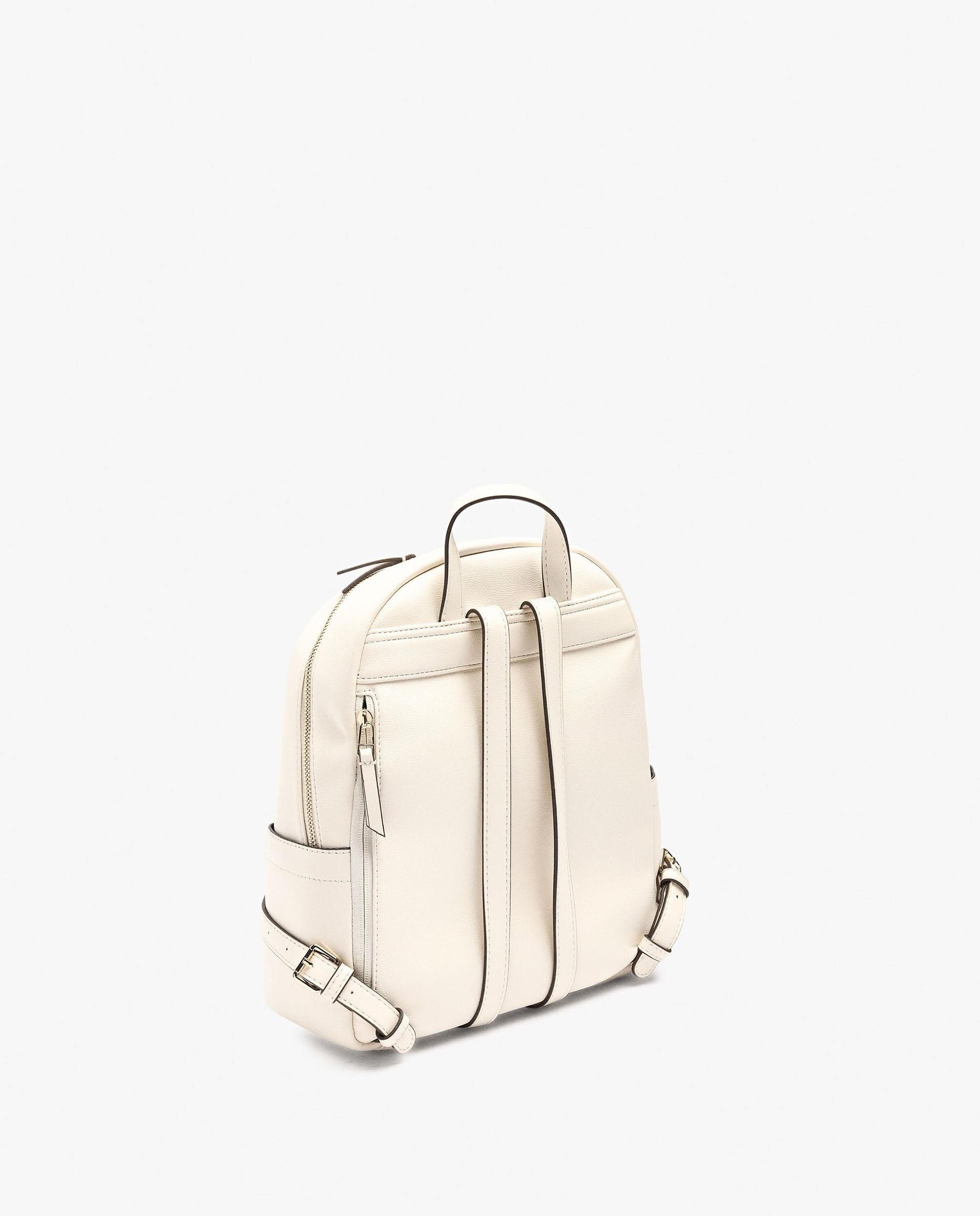 Mochila de mujer con varios compartimentos y cierre de cremallera en liso - Parfois - Blanco Blanco-2