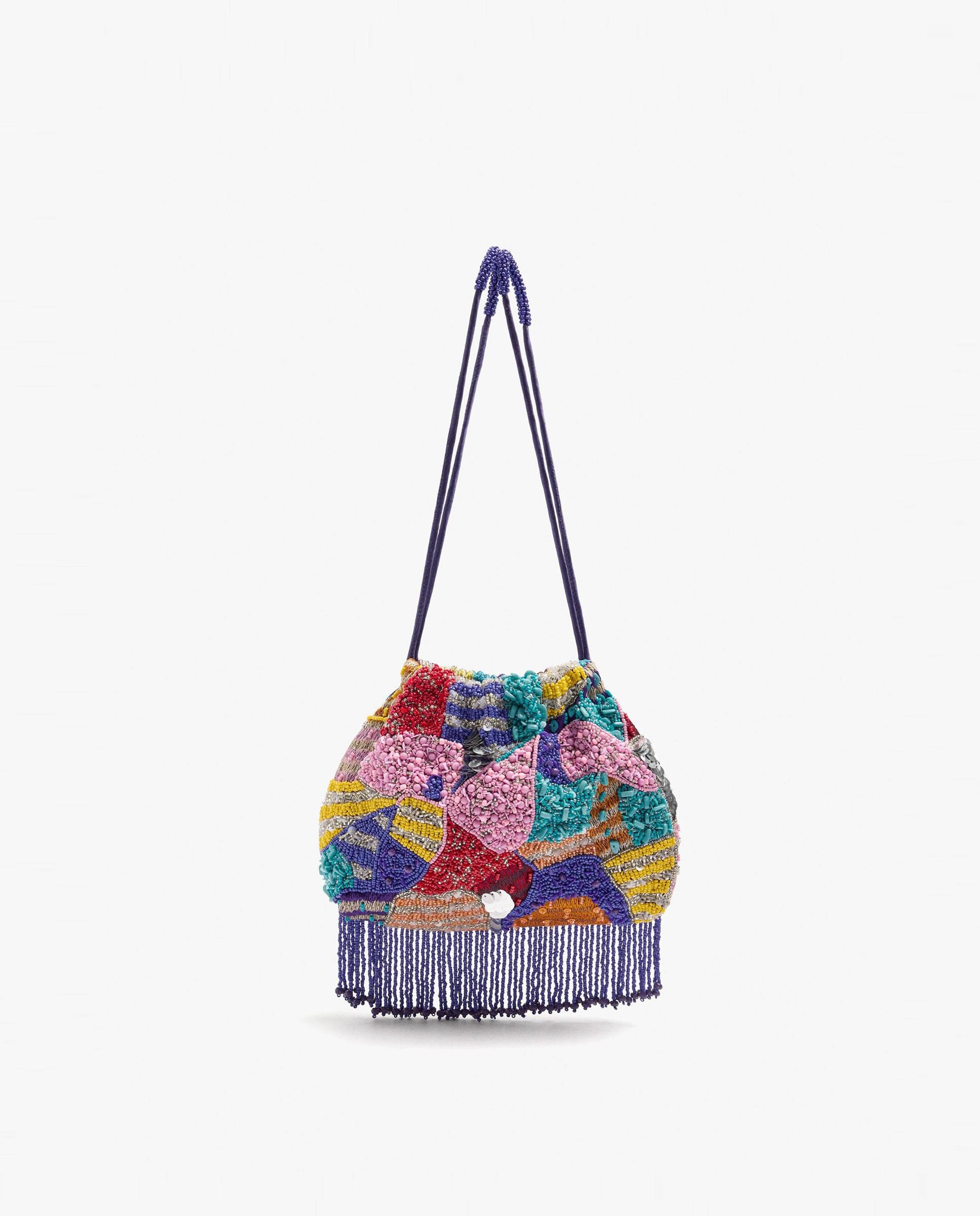Bolso de fiesta convertible a bandolera con cuentas y estampados - Parfois - Multicolor Multicolor-1