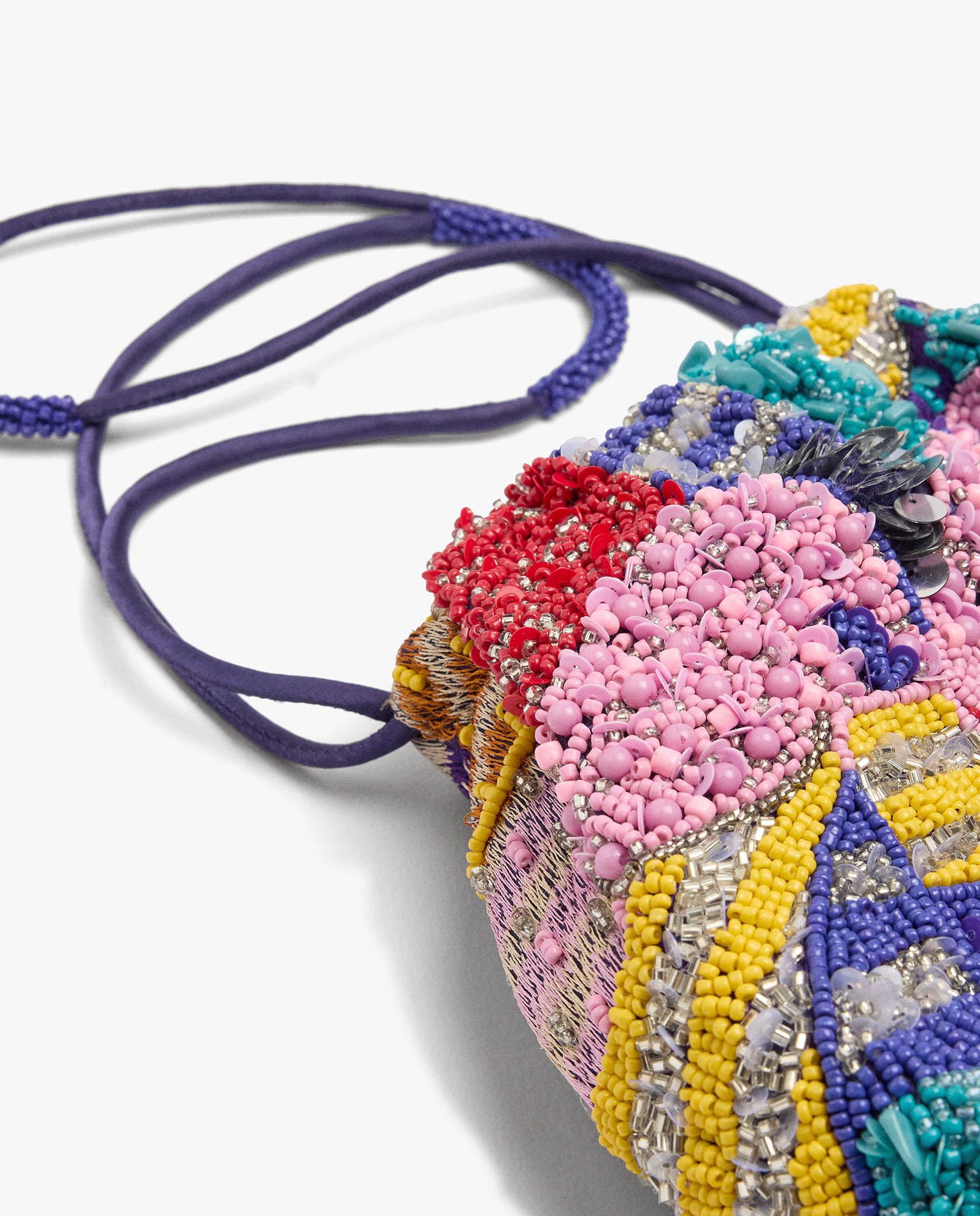 Bolso de fiesta convertible a bandolera con cuentas y estampados - Parfois - Multicolor Multicolor-3