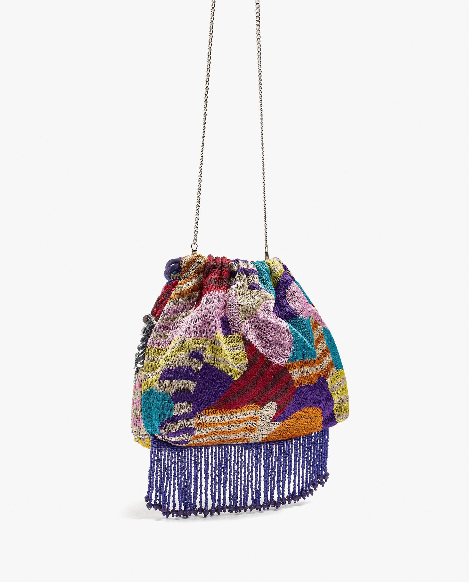 Bolso de fiesta convertible a bandolera con cuentas y estampados - Parfois - Multicolor Multicolor-2