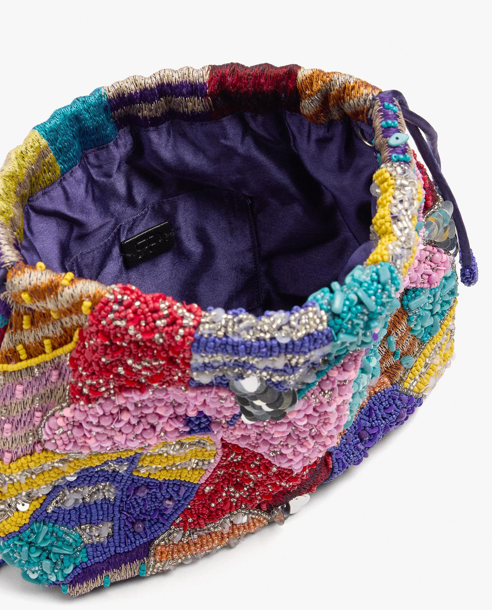Bolso de fiesta convertible a bandolera con cuentas y estampados - Parfois - Multicolor Multicolor-4