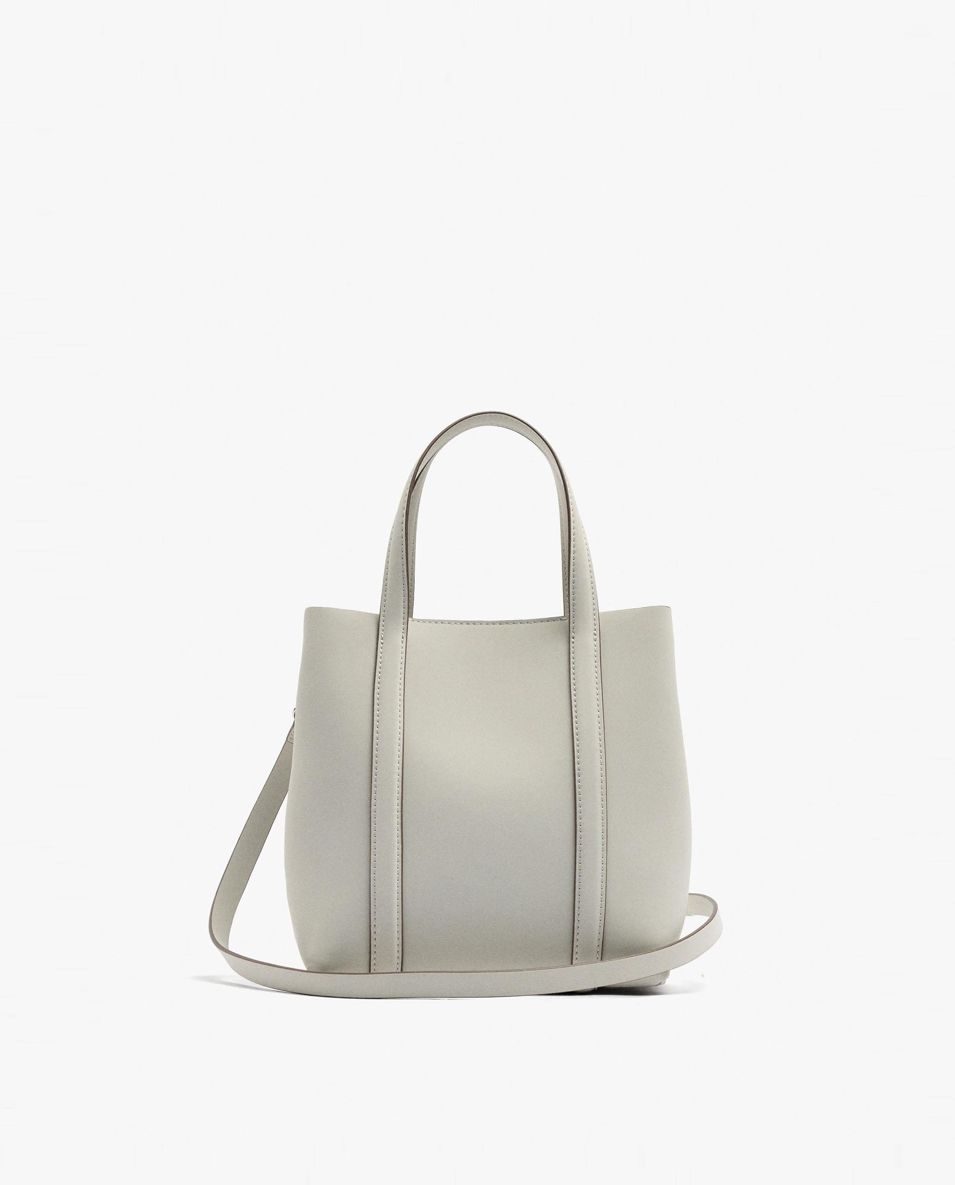 Bolso de mano estilo tote convertible a bandolera con cierre imantado en liso - Parfois - Crudo Crudo-1