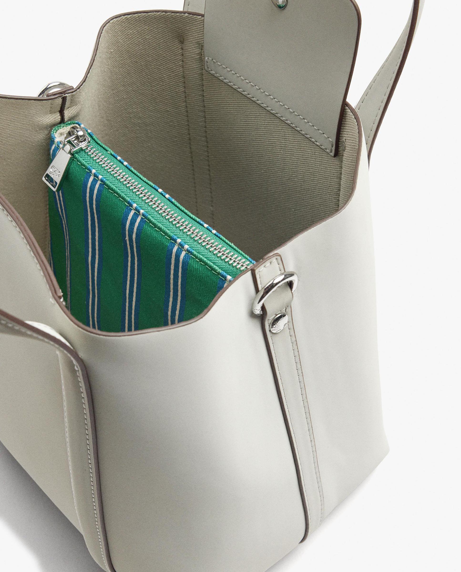 Bolso de mano estilo tote convertible a bandolera con cierre imantado en liso - Parfois - Crudo Crudo-4