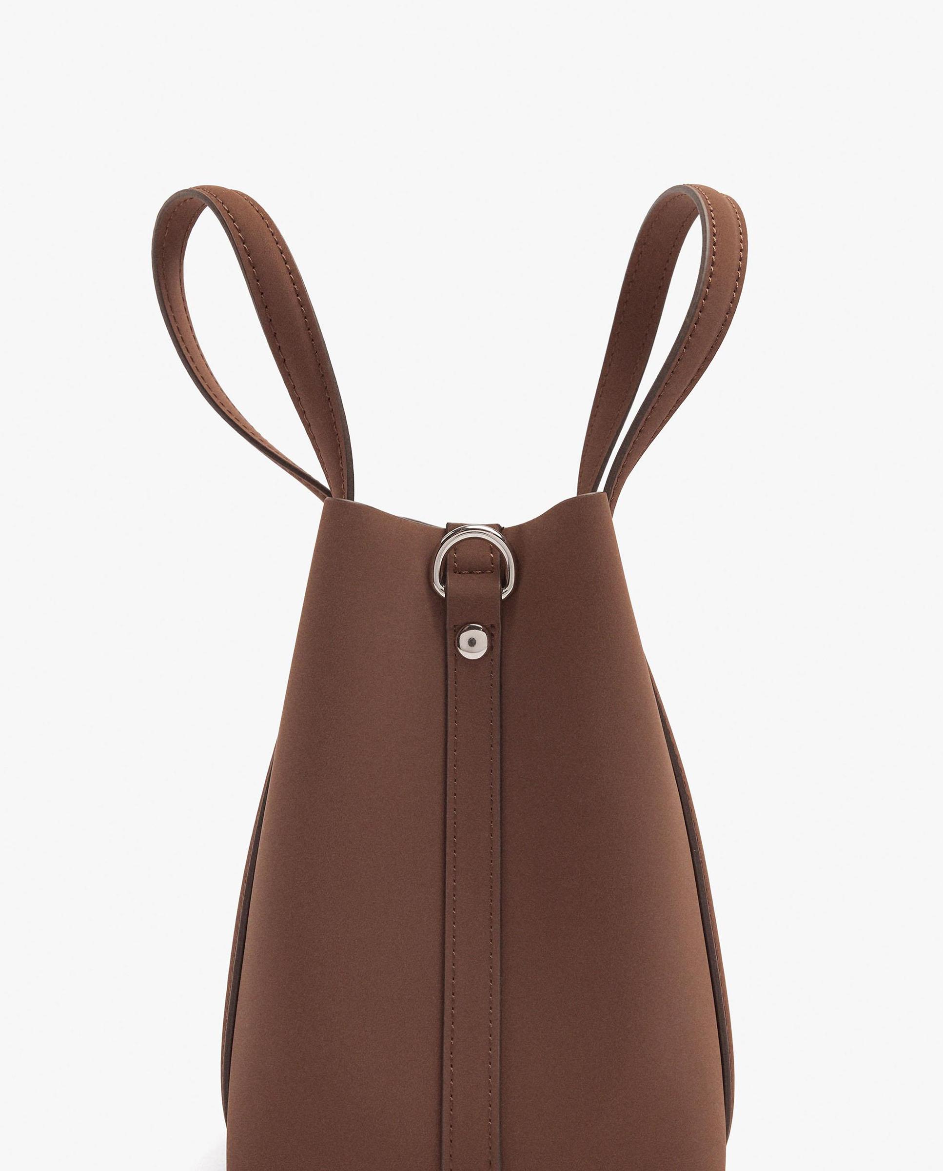Bolso de mano estilo tote convertible a bandolera con cierre imantado en liso - Parfois - Marrón Marrón-3