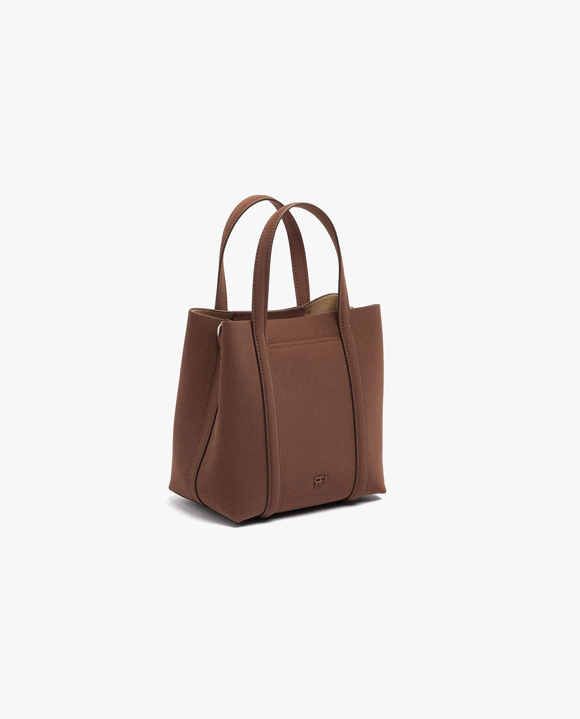 Bolso de mano estilo tote convertible a bandolera con cierre imantado en liso - Parfois - Marrón Marrón-2