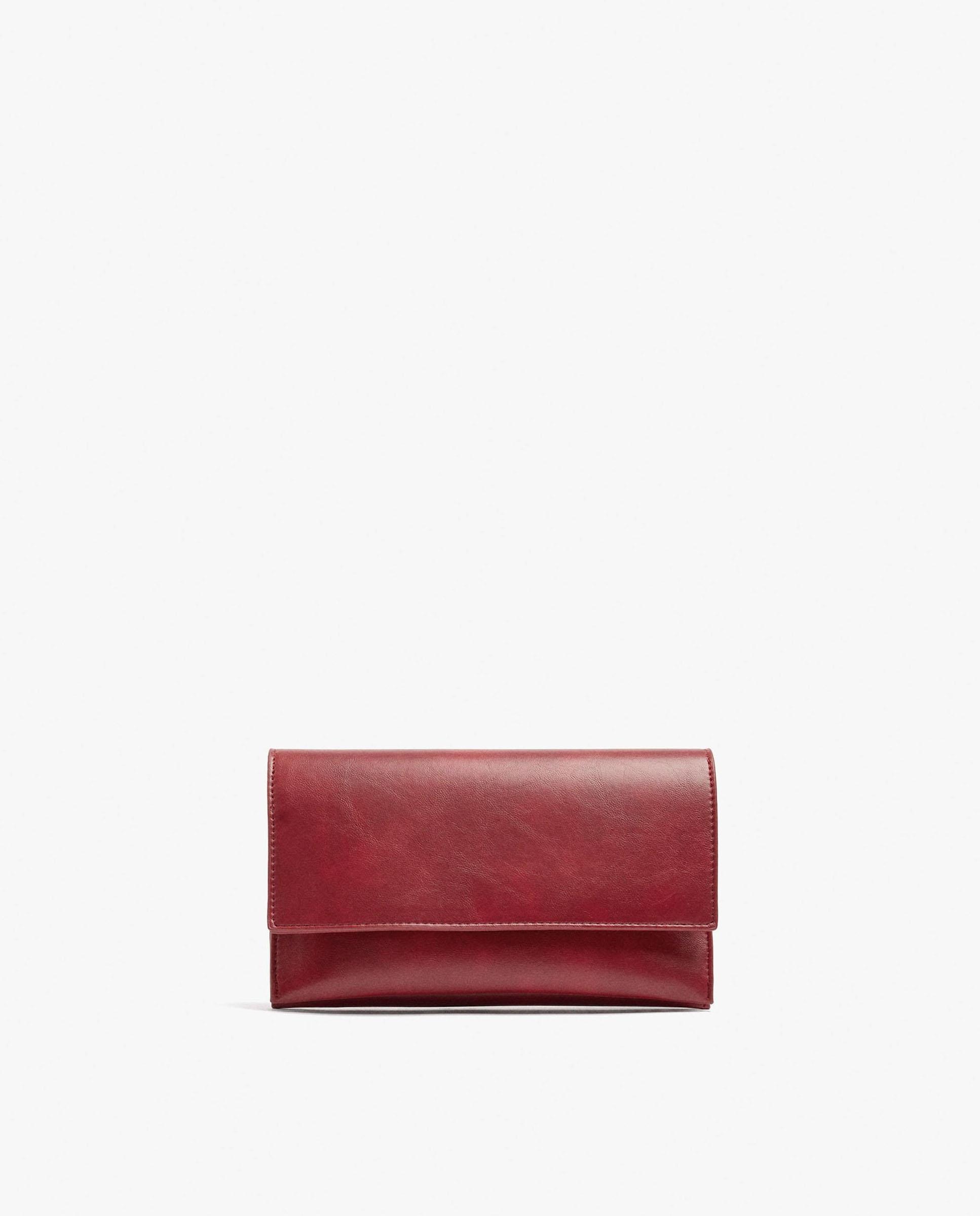 Bandolera de mujer con solapa y cierre imantado en liso - Parfois - Rojo Rojo-1