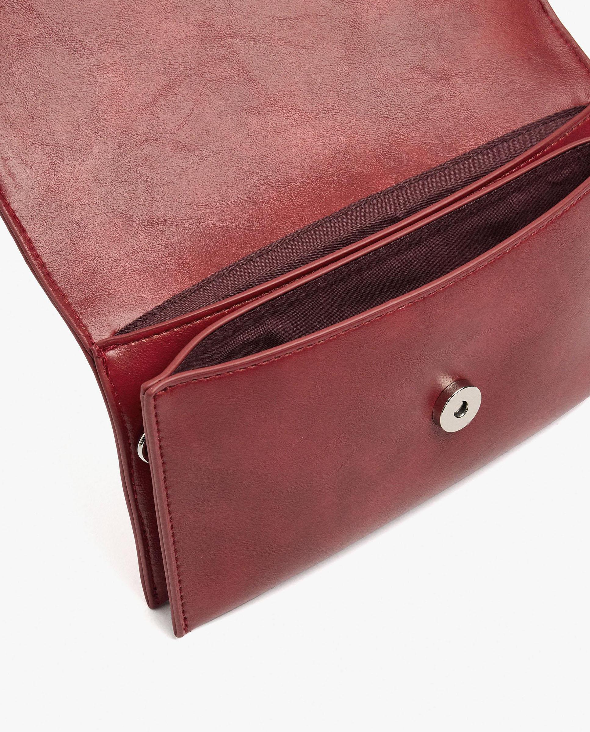 Bandolera de mujer con solapa y cierre imantado en liso - Parfois - Rojo Rojo-4
