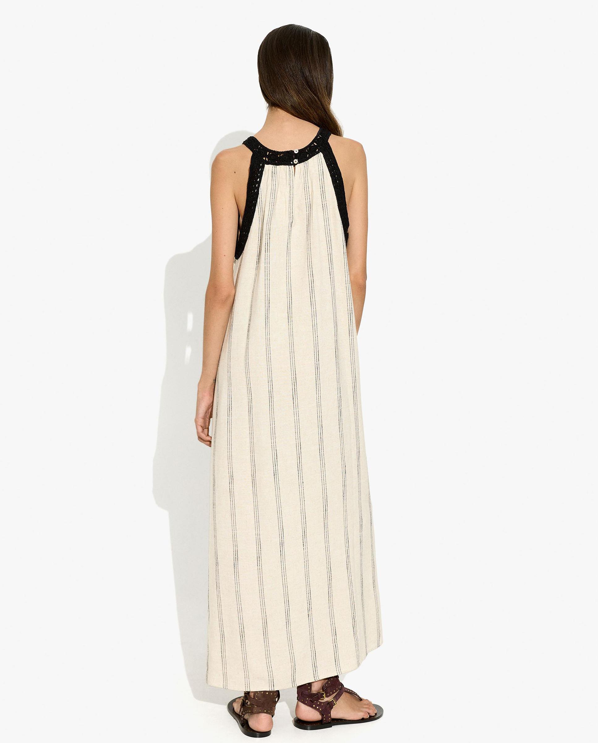 parfois crochet dress Halter crochet dress with stripes Blue