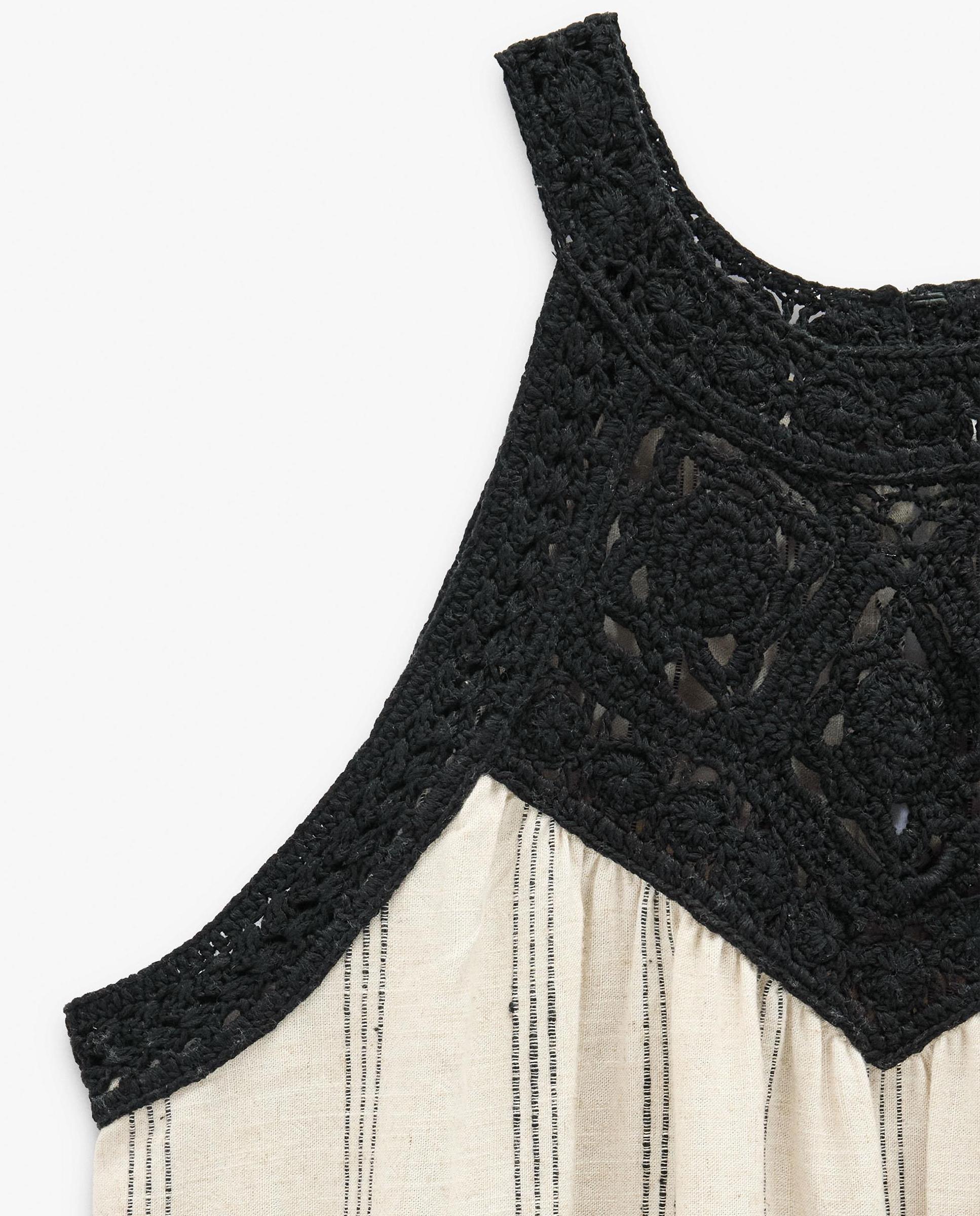 Vestido largo con detalles de crochet y rayas decorativas - Parfois - Crudo Crudo-5