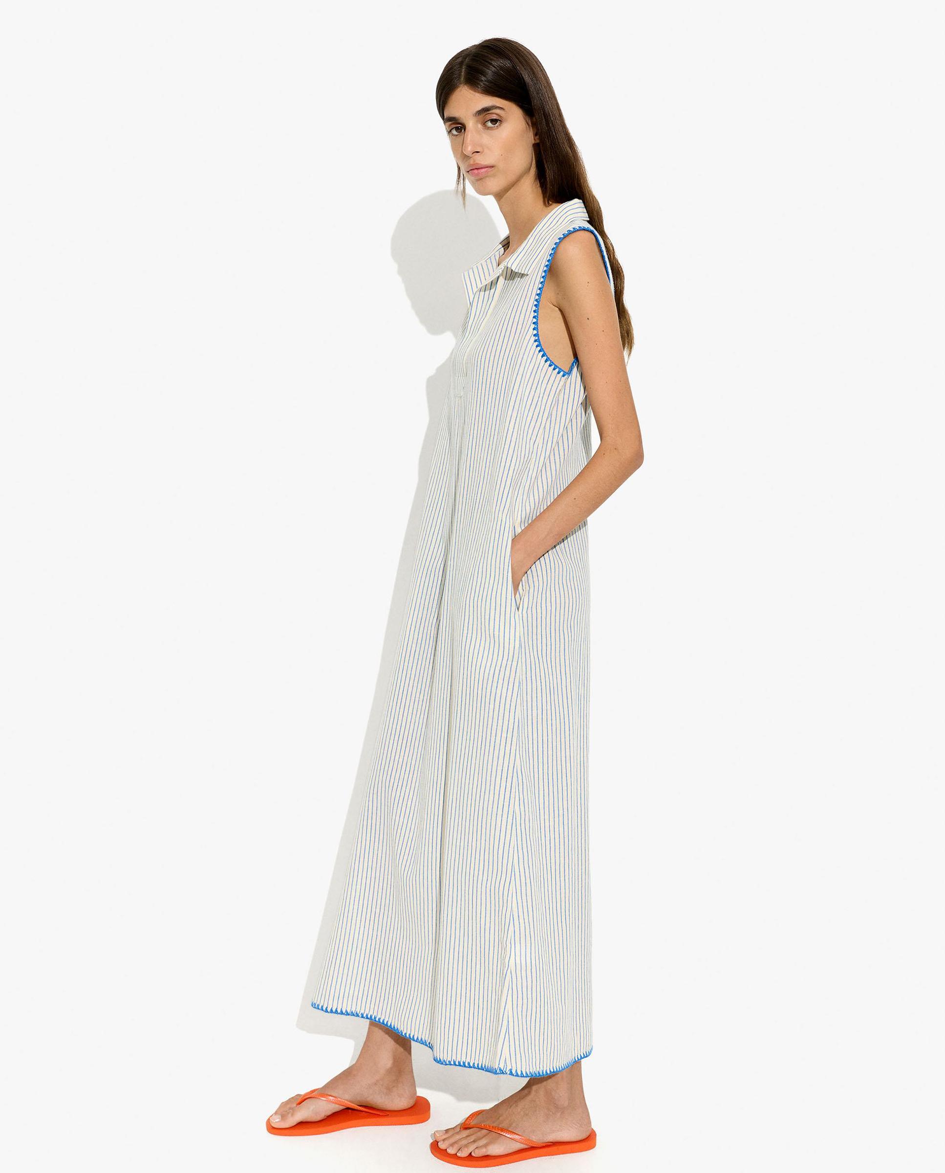 Vestido largo estilo camisero con estampado de rayas - Parfois - Multicolor Multicolor-2