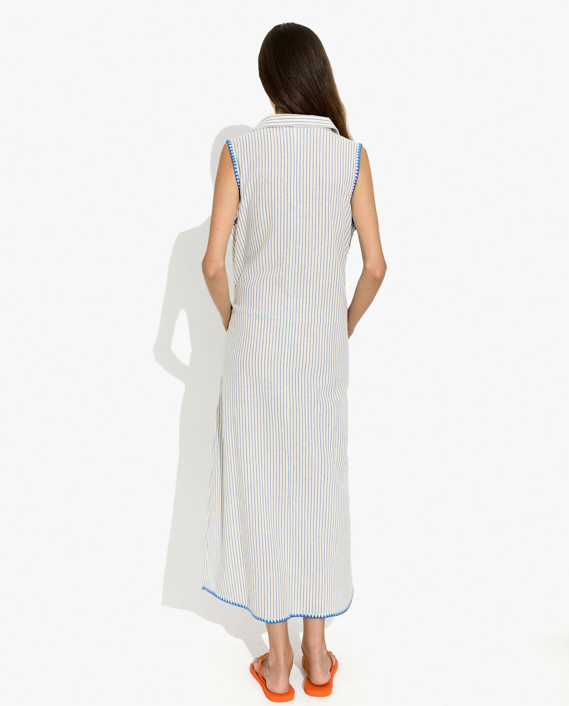 Vestido largo estilo camisero con estampado de rayas - Parfois - Multicolor Multicolor-3