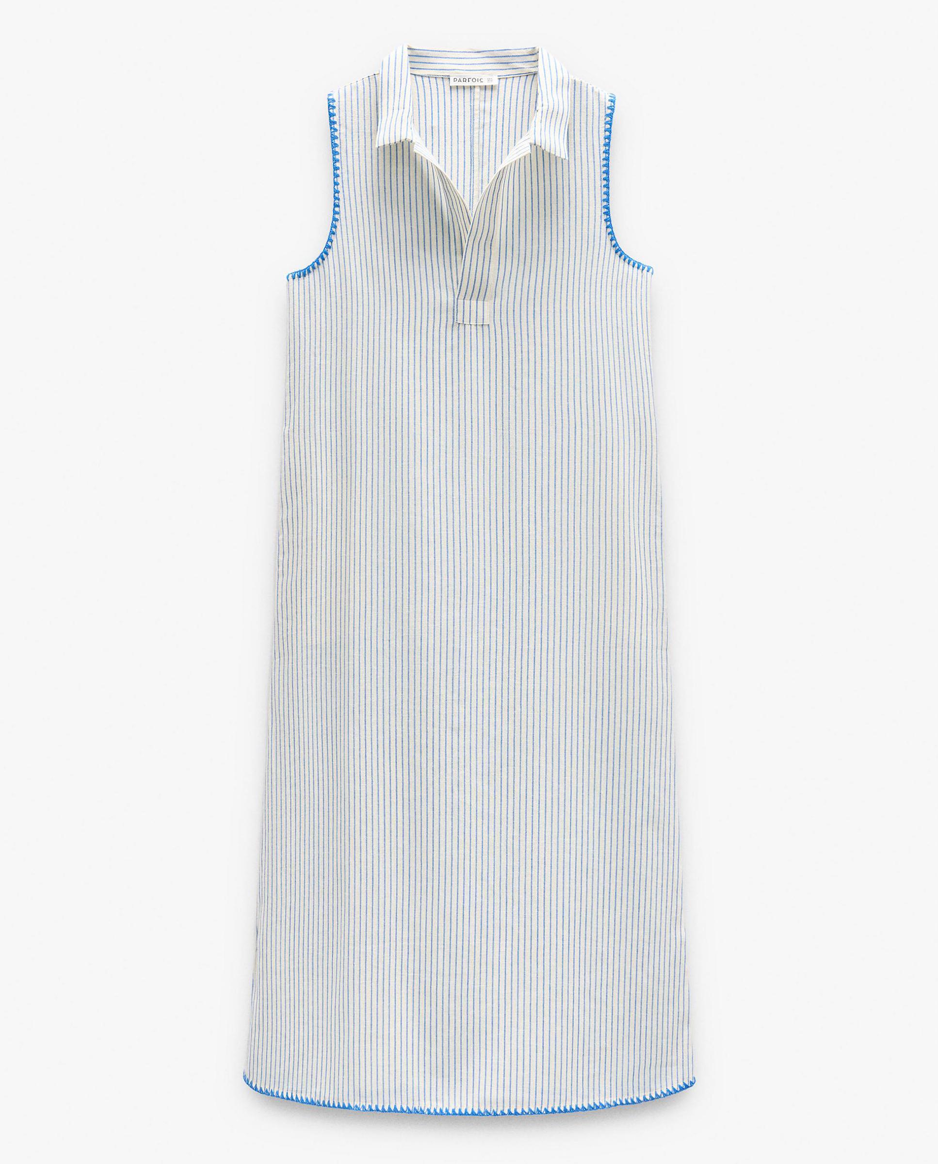 Vestido largo estilo camisero con estampado de rayas - Parfois - Multicolor Multicolor-6