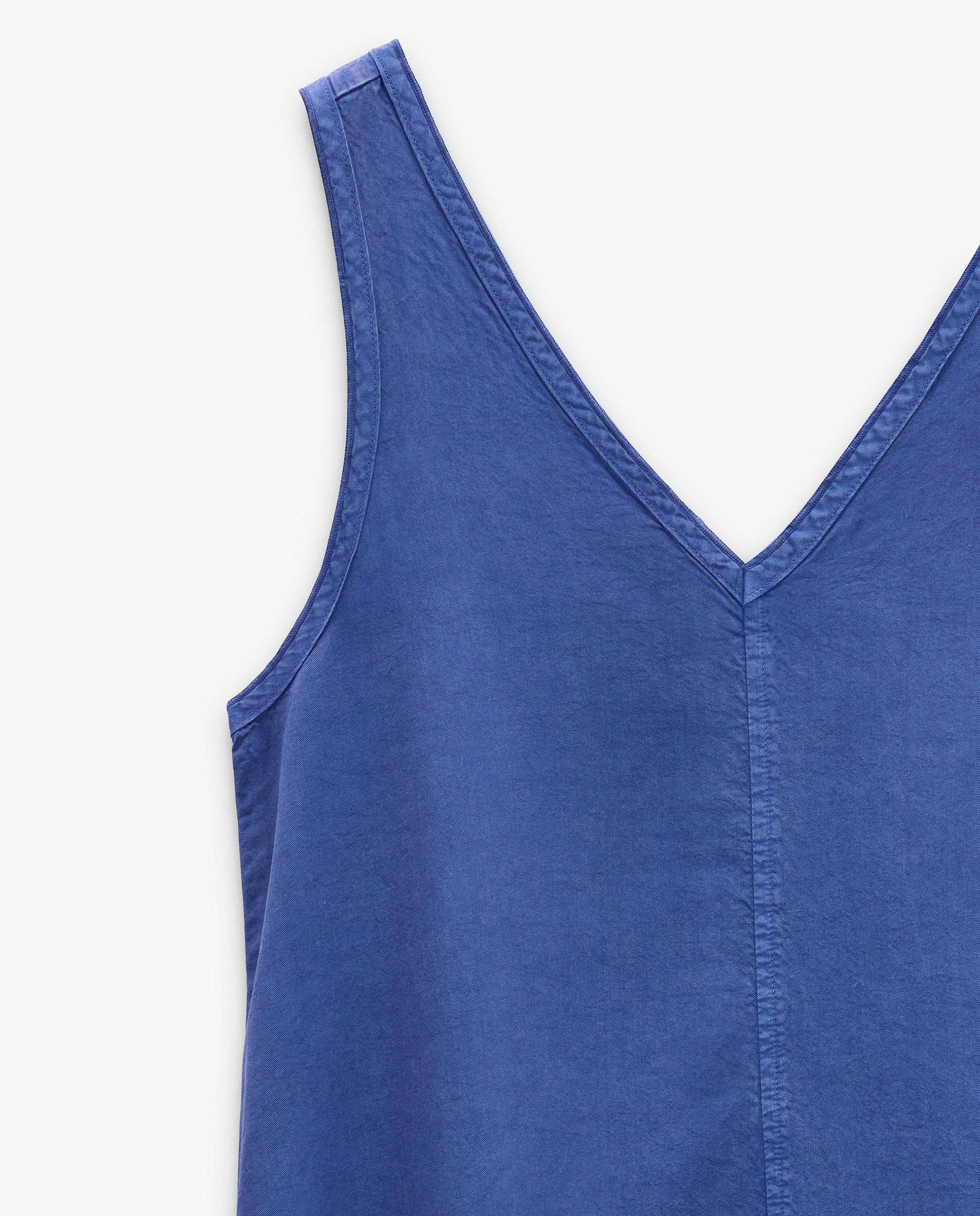 Vestido midi 100% liocel sin mangas fluido en liso - Parfois - Azul Azul-5