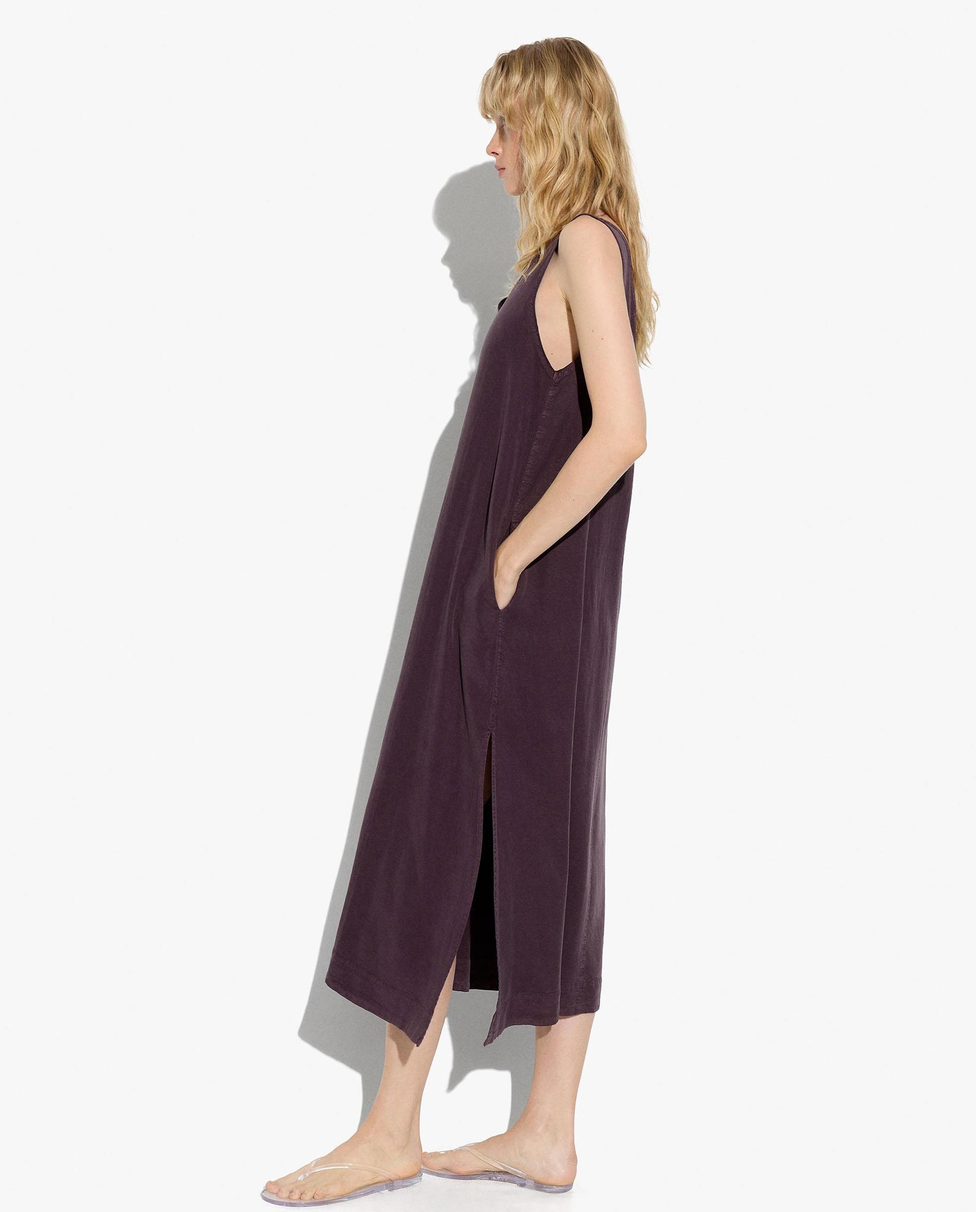 Vestido midi 100% liocel sin mangas fluido en liso - Parfois - Marrón oscuro Marrón oscuro-2