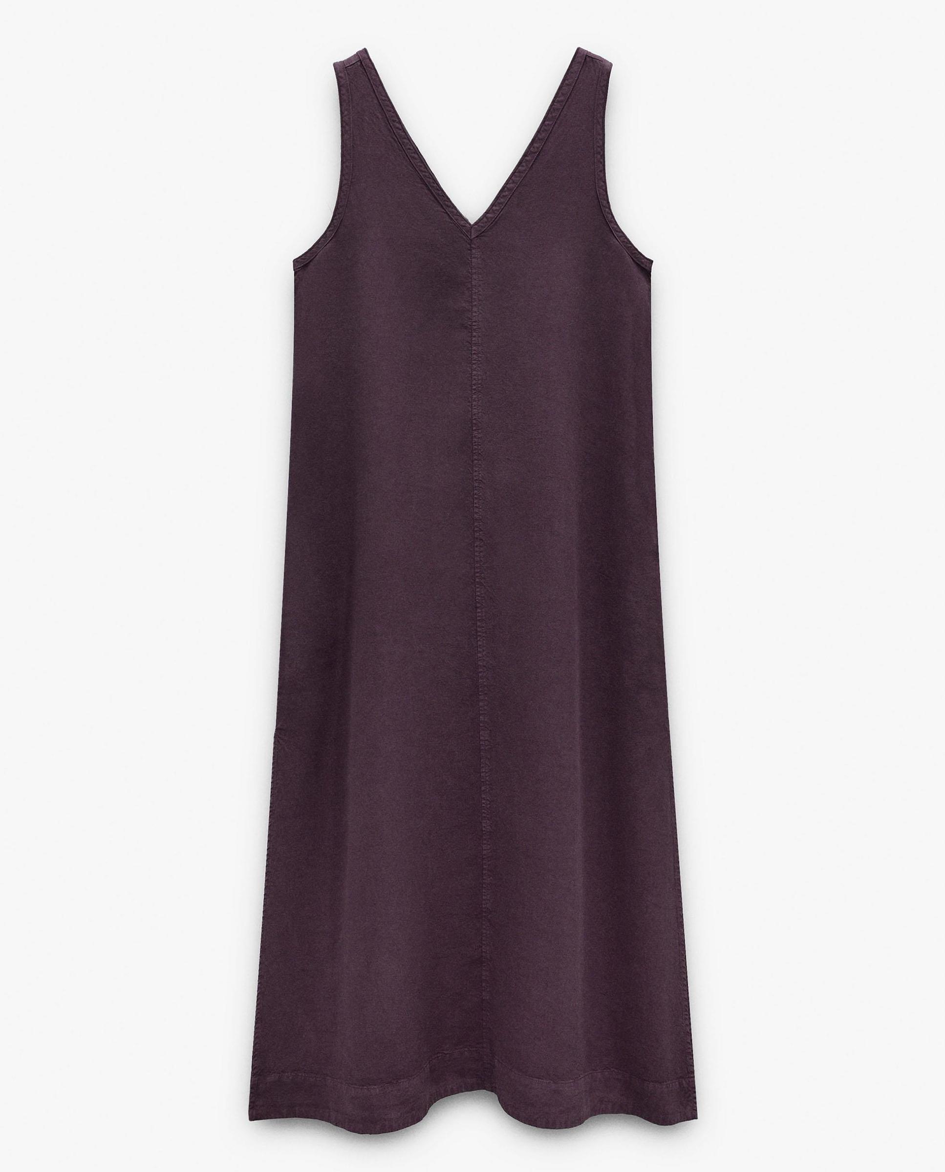 Vestido midi 100% liocel sin mangas fluido en liso - Parfois - Marrón oscuro Marrón oscuro-5