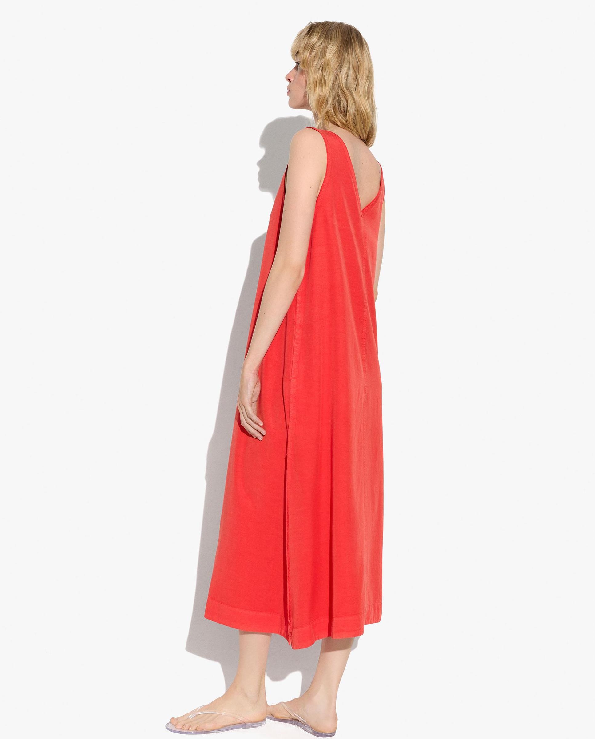 Vestido midi 100% liocel sin mangas fluido en liso - Parfois - Rojo Rojo-4