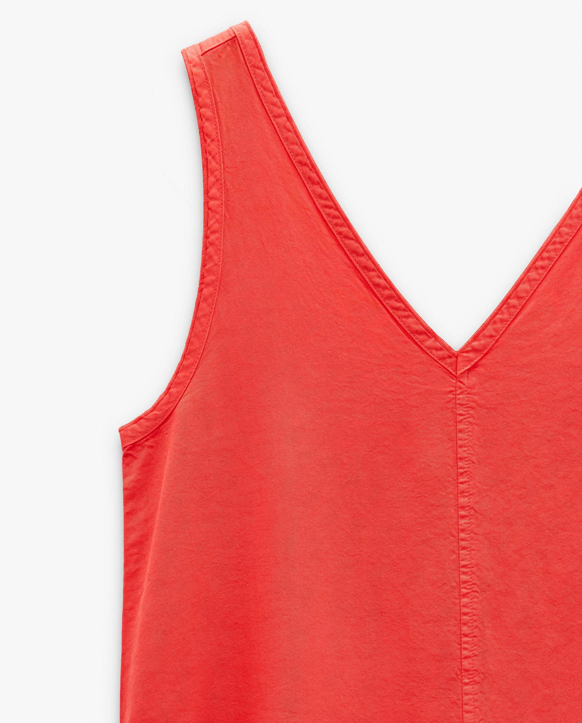 Vestido midi 100% liocel sin mangas fluido en liso - Parfois - Rojo Rojo-5