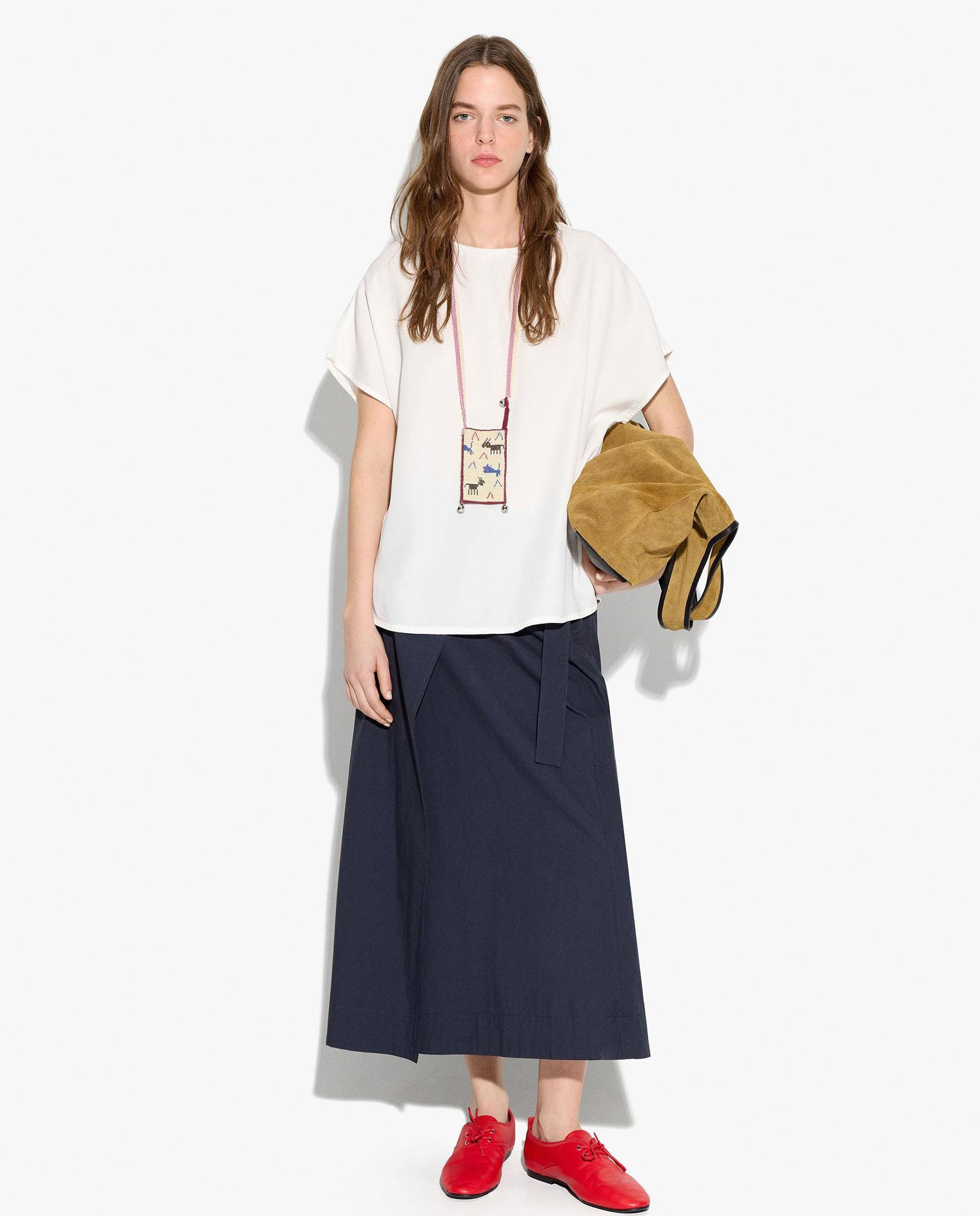 Top de mujer 100% liocel de manga corta en liso - Parfois - Crudo Crudo-2