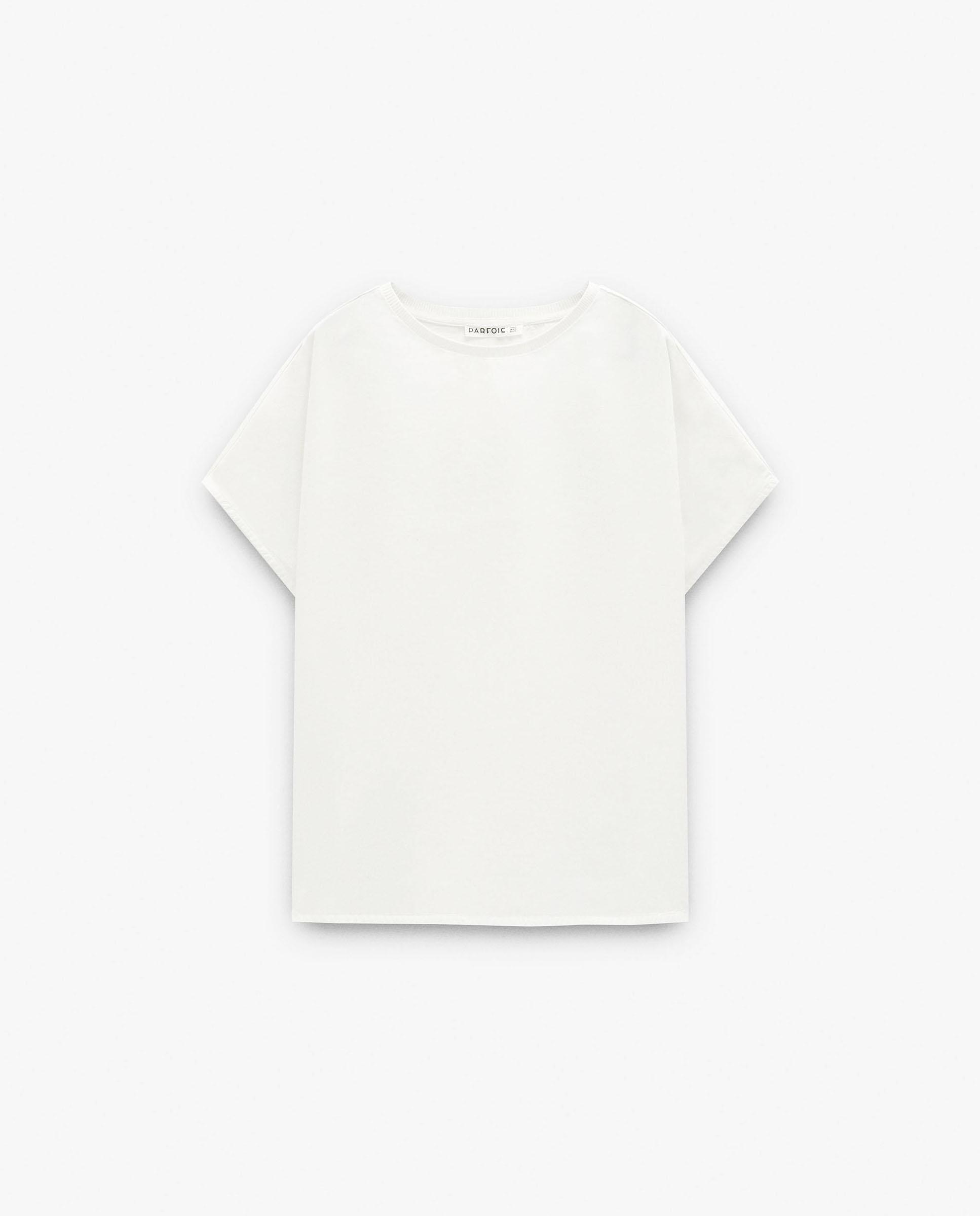 Top de mujer 100% liocel de manga corta en liso - Parfois - Crudo Crudo-6