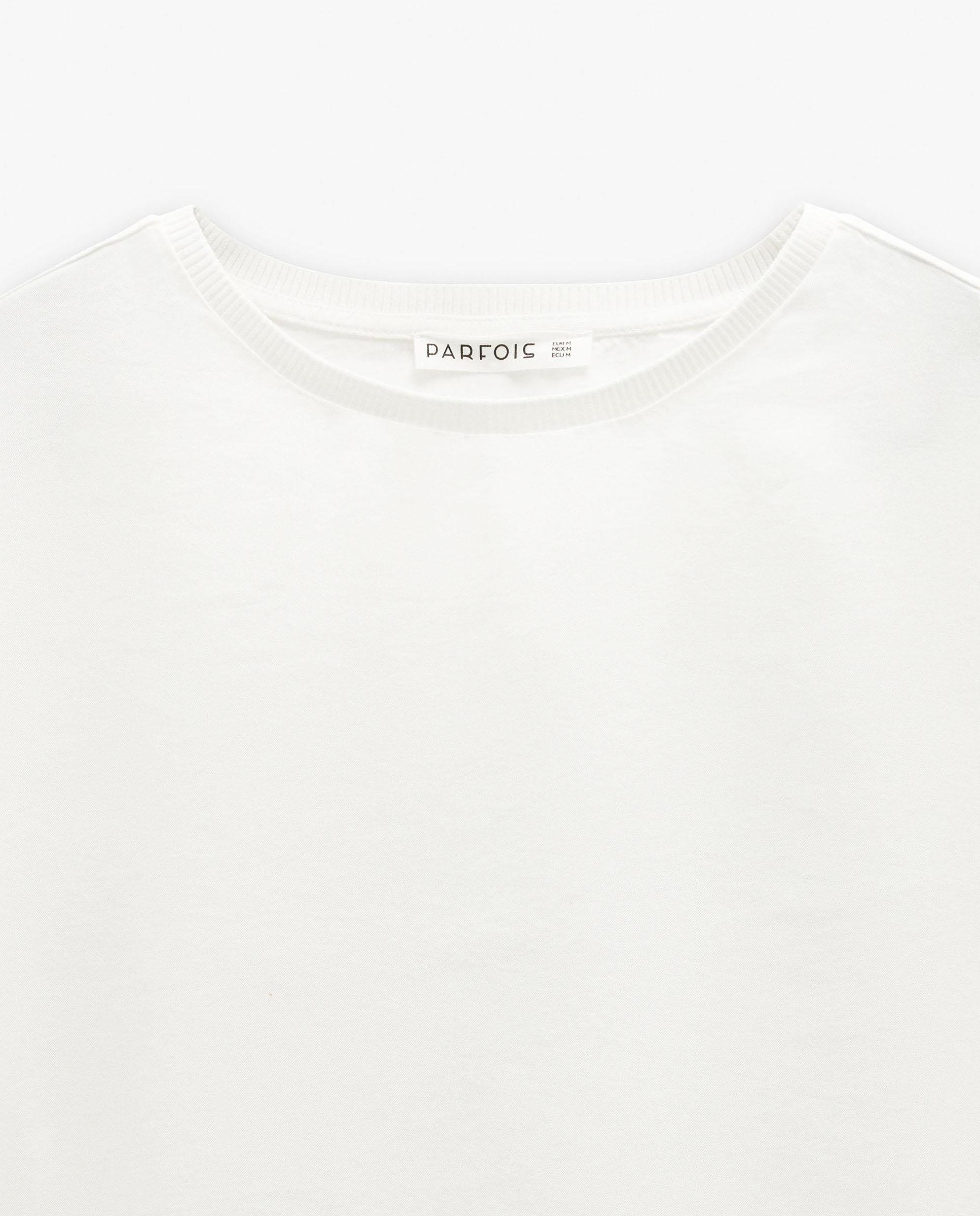 Top de mujer 100% liocel de manga corta en liso - Parfois - Crudo Crudo-5