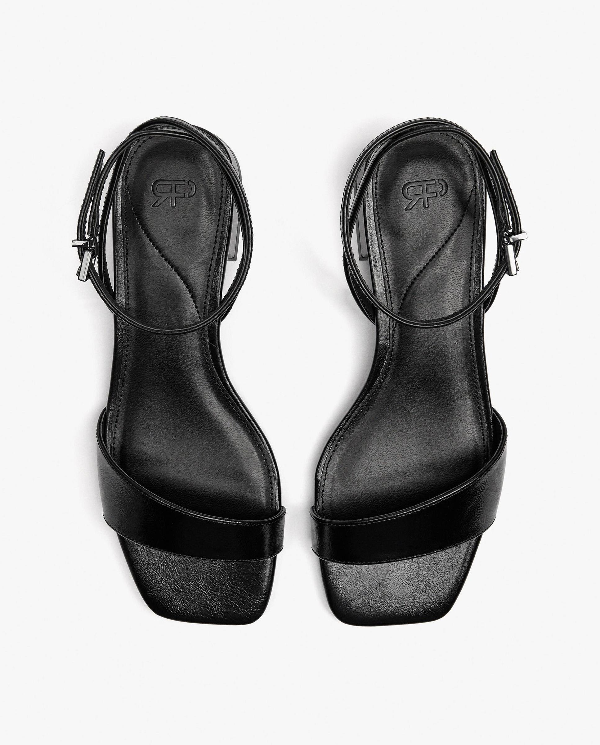 Sandalias de tacón de mujer con cierre de hebilla en liso - Parfois - Negro Negro-3