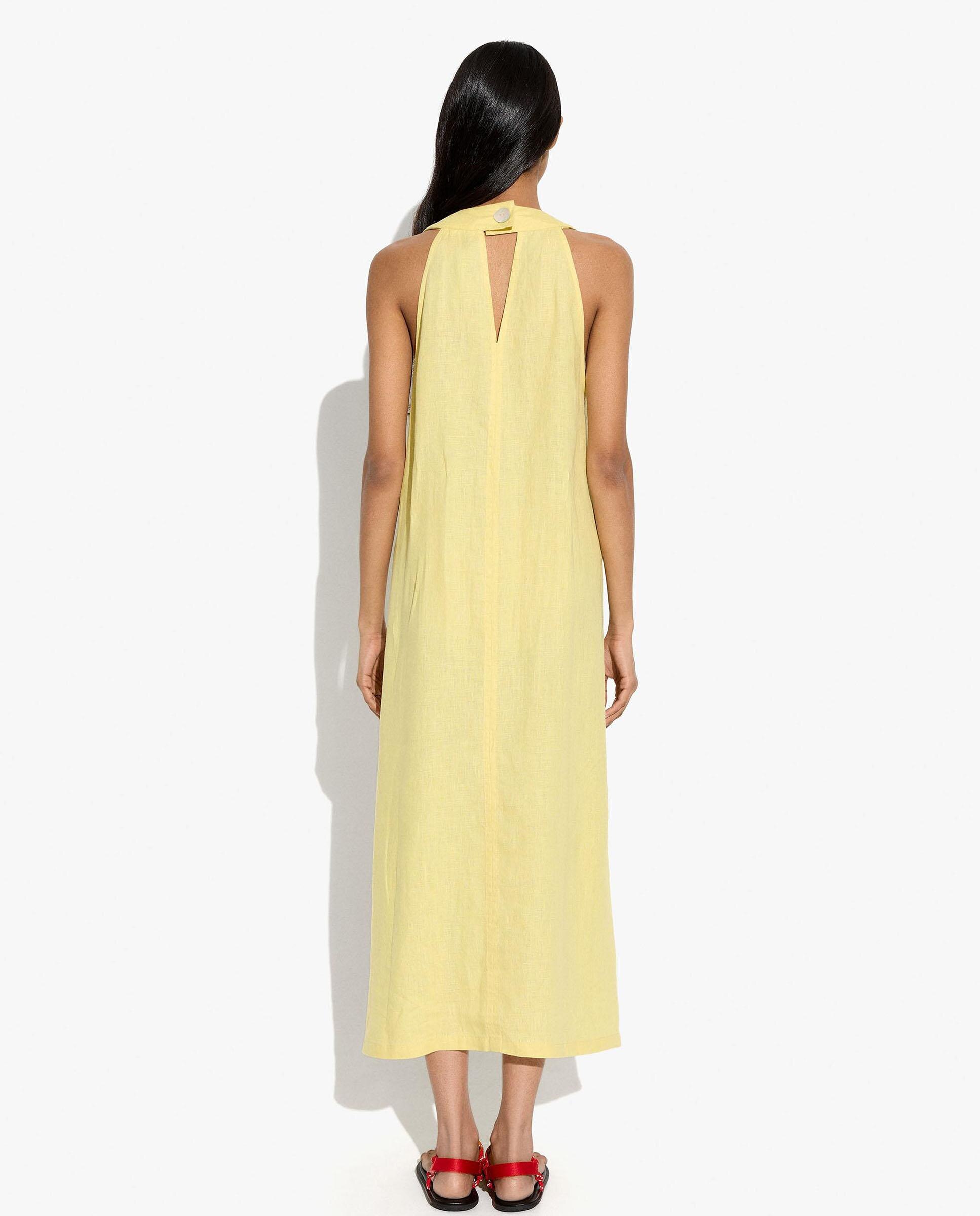 Vestido midi 100% lino sin mangas en liso - Parfois - Lima Lima-4