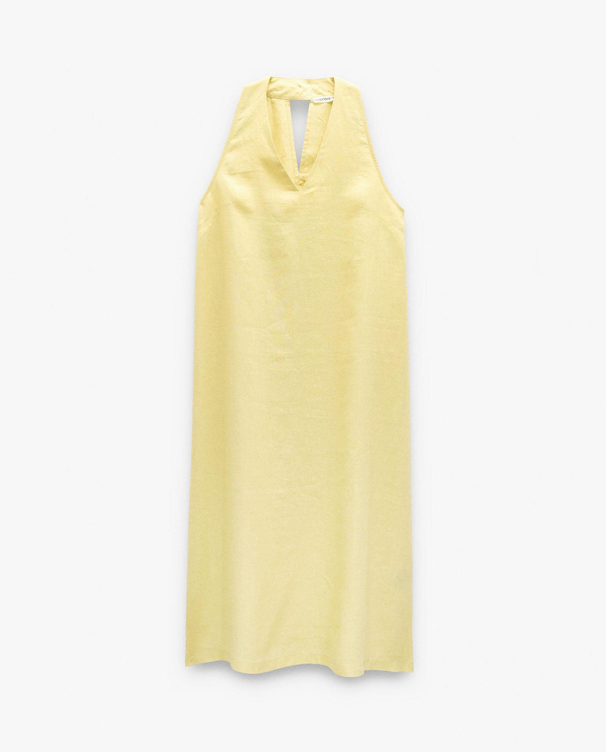 Vestido midi 100% lino sin mangas en liso - Parfois - Lima Lima-7