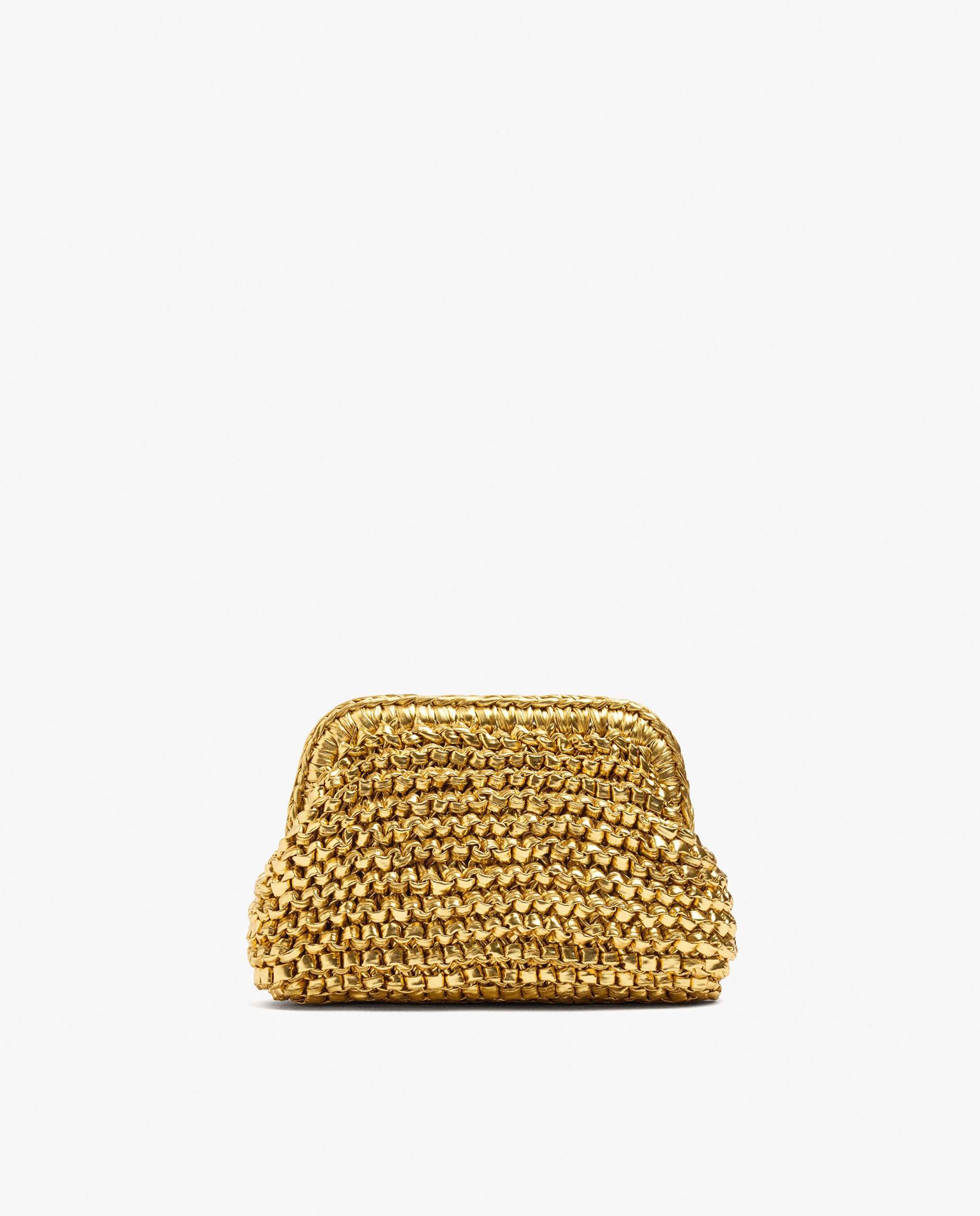 Bolso de fiesta efecto trenzado en liso - Parfois - Oro Oro-1