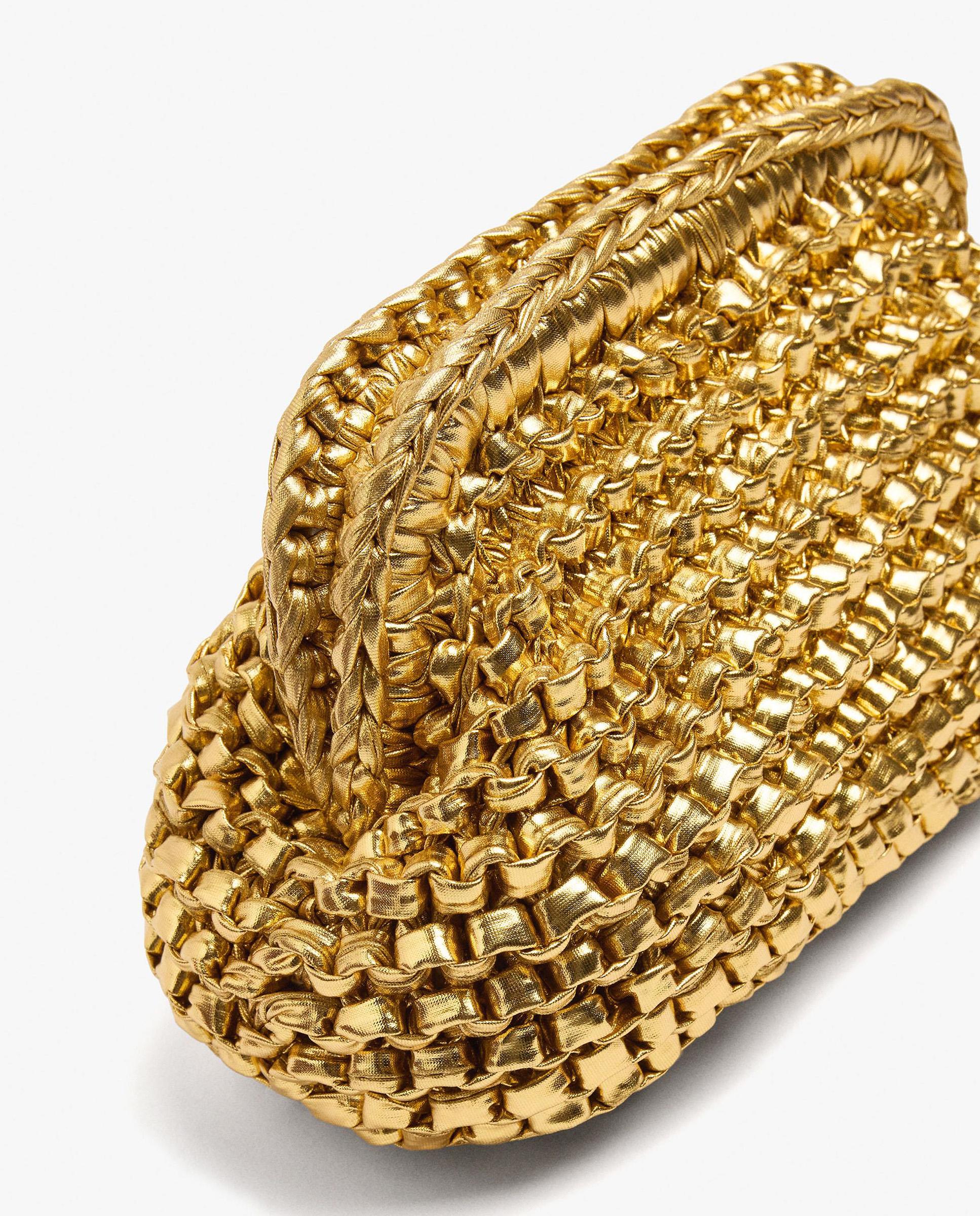 Bolso de fiesta efecto trenzado en liso - Parfois - Oro Oro-3