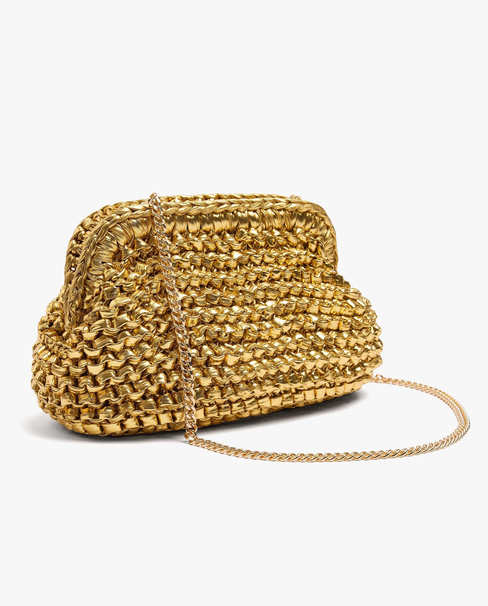 Bolso de fiesta efecto trenzado en liso - Parfois - Oro Oro-2