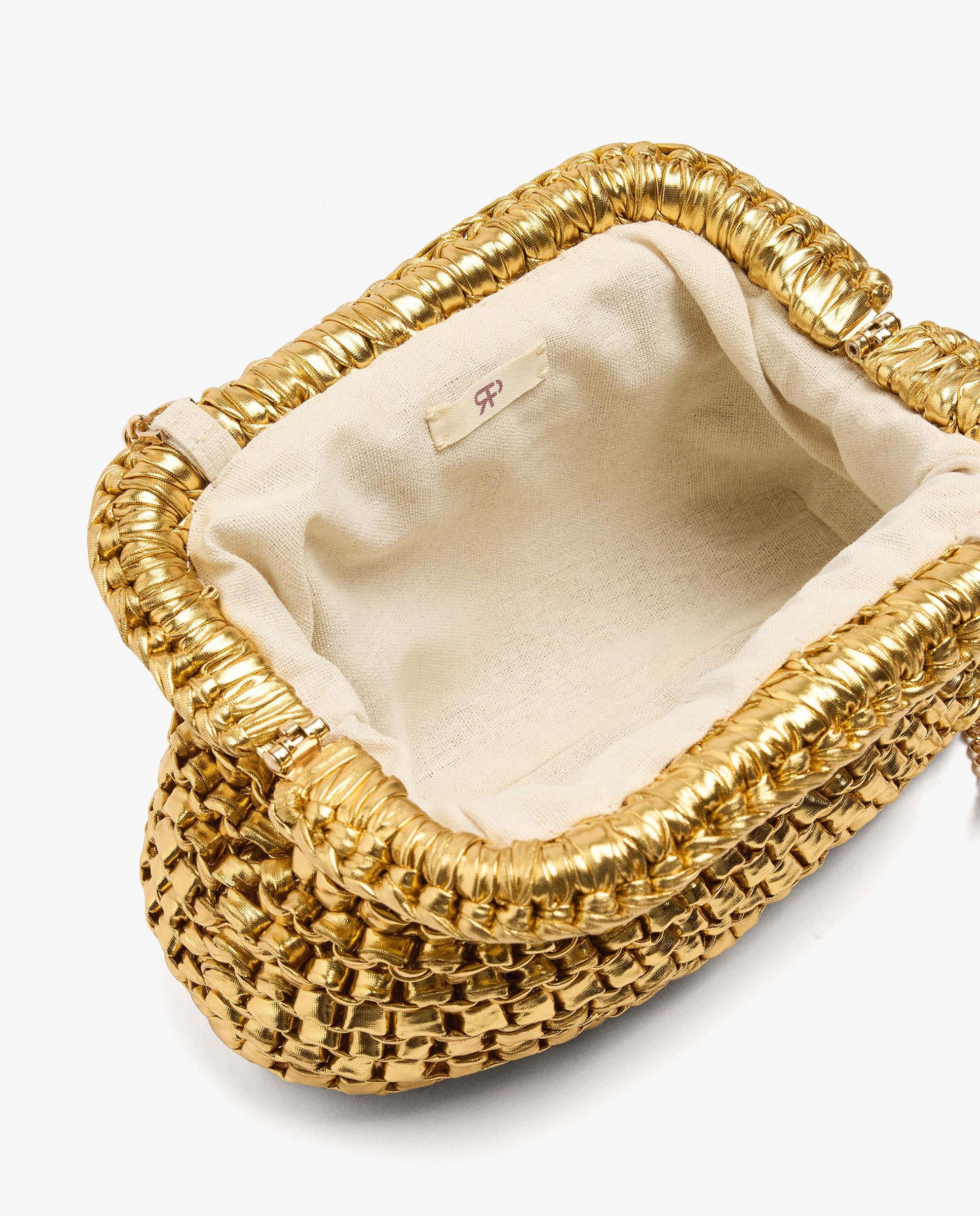 Bolso de fiesta efecto trenzado en liso - Parfois - Oro Oro-4