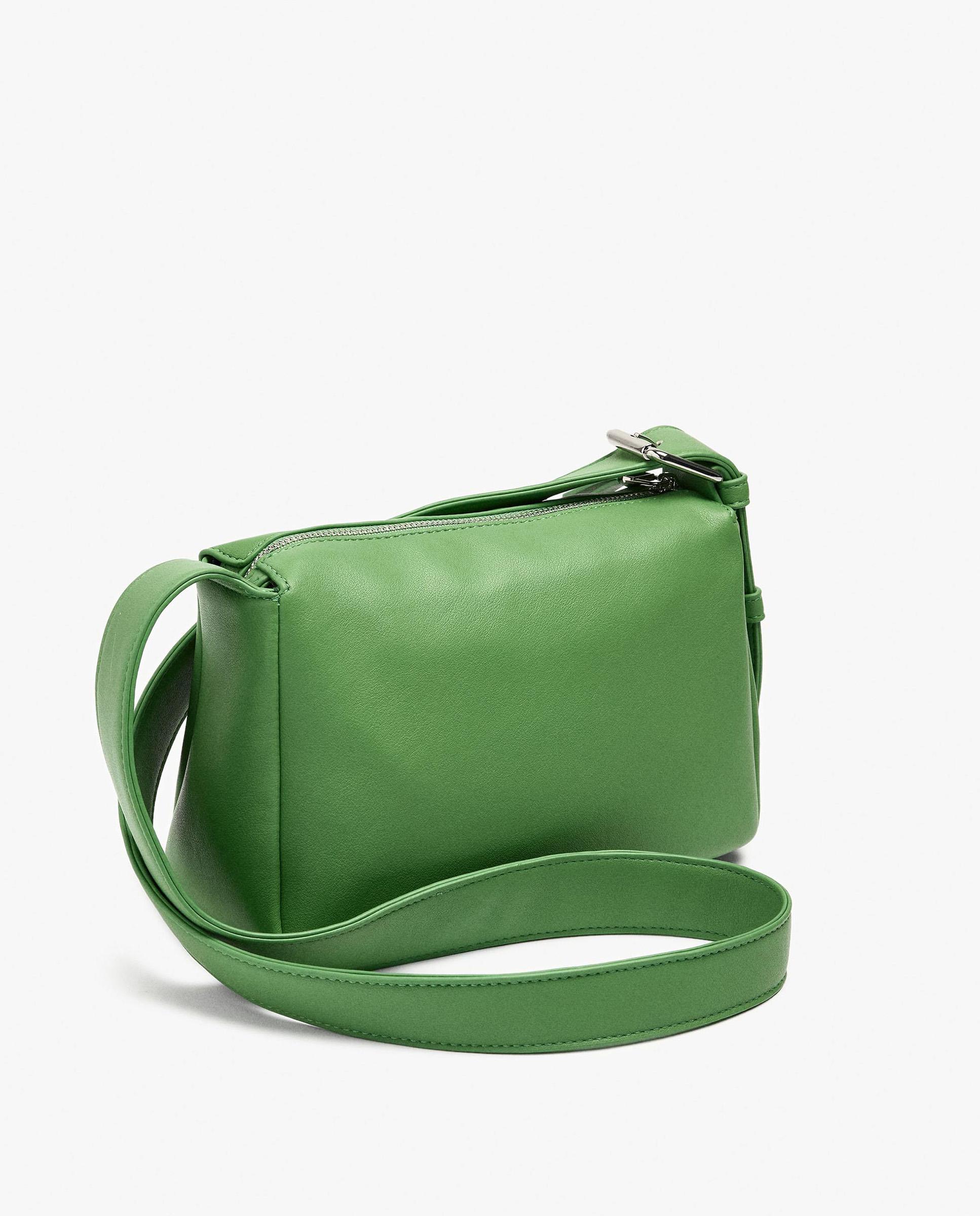 Bandolera de mujer con cierre de cremallera en liso - Parfois - Verde Verde-4