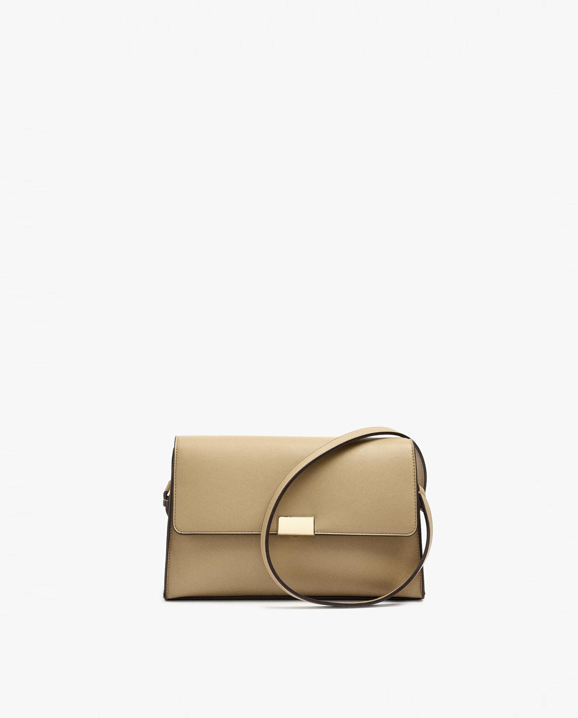 Bandolera de mujer con solapa y cierre imantado en liso - Parfois - Beige Beige-1