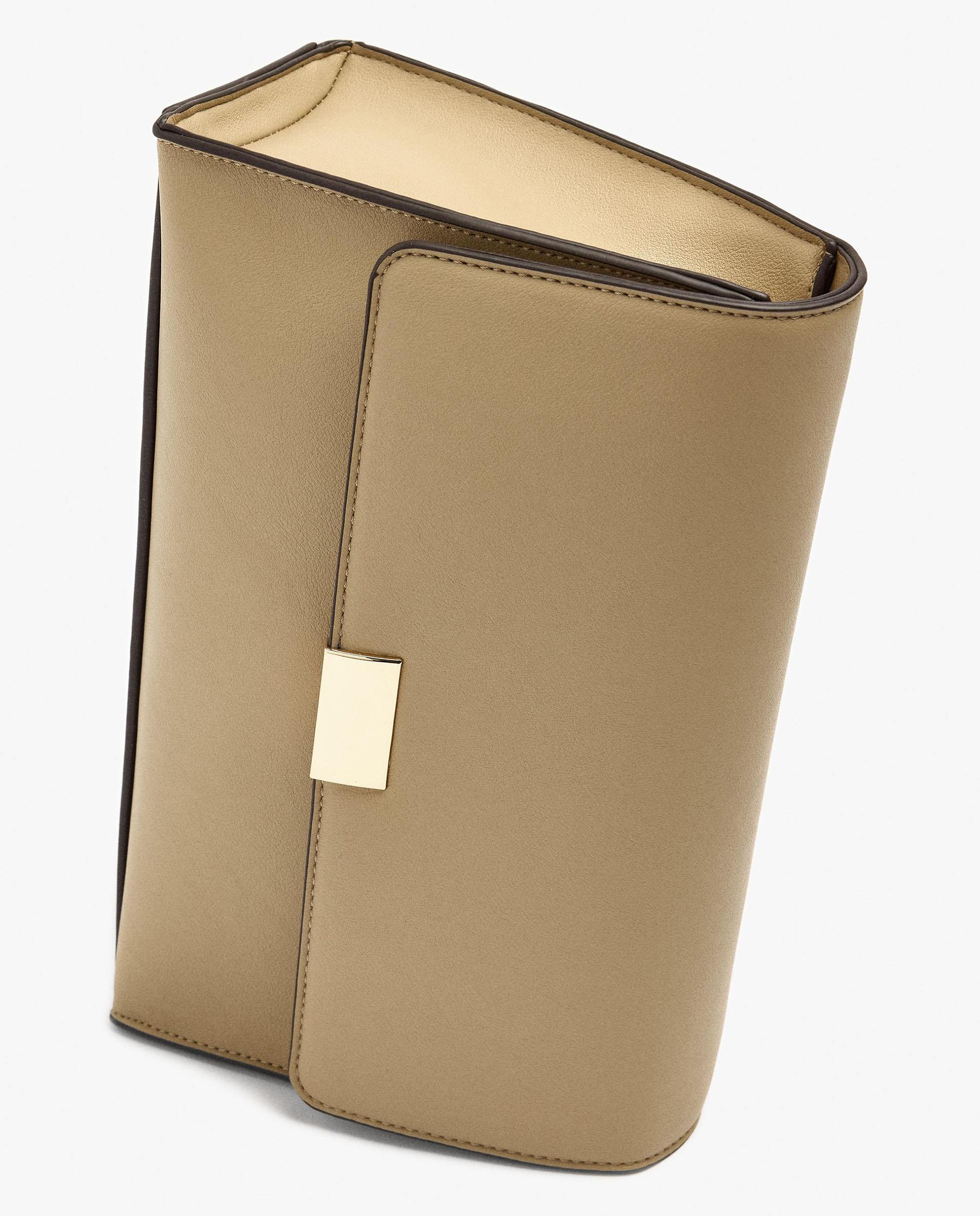 Bandolera de mujer con solapa y cierre imantado en liso - Parfois - Beige Beige-3