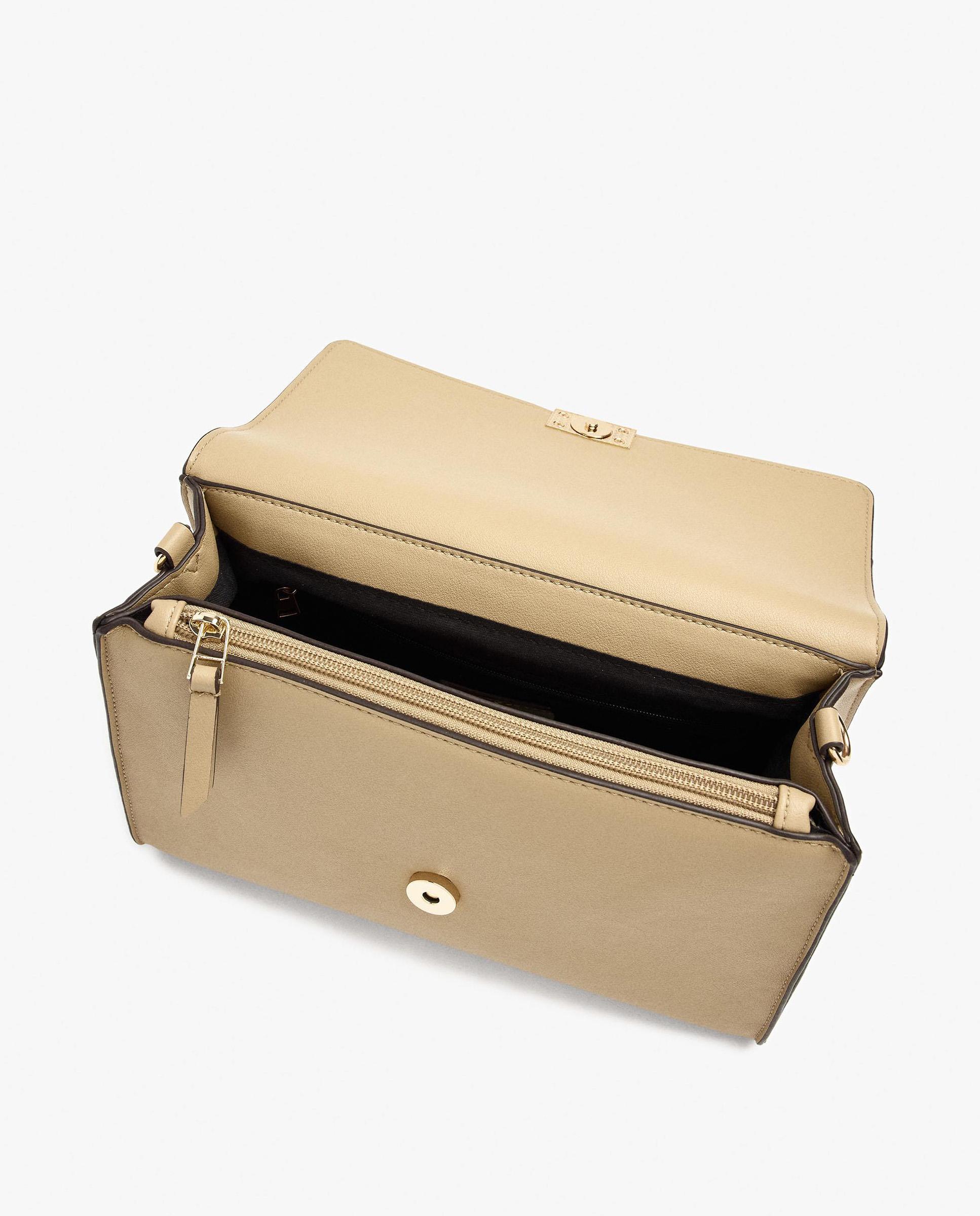 Bandolera de mujer con solapa y cierre imantado en liso - Parfois - Beige Beige-4