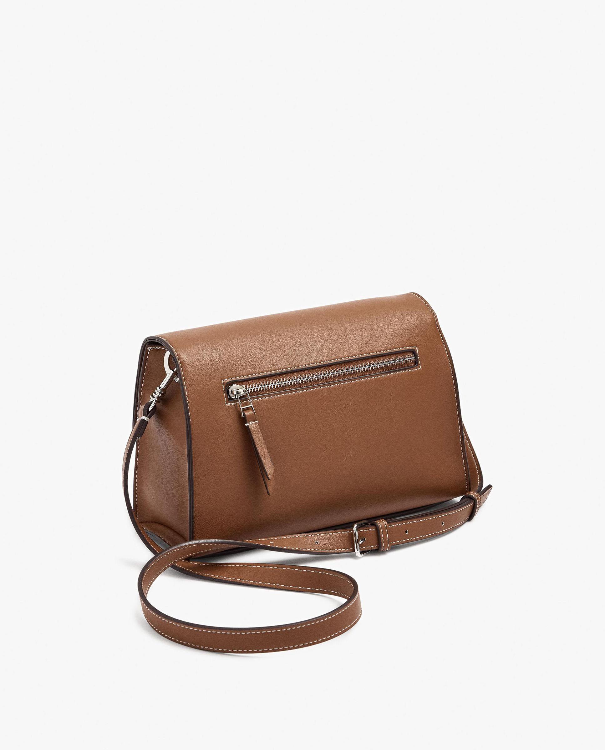 Bandolera de mujer con solapa y cierre imantado en liso - Parfois - Camel Camel-2