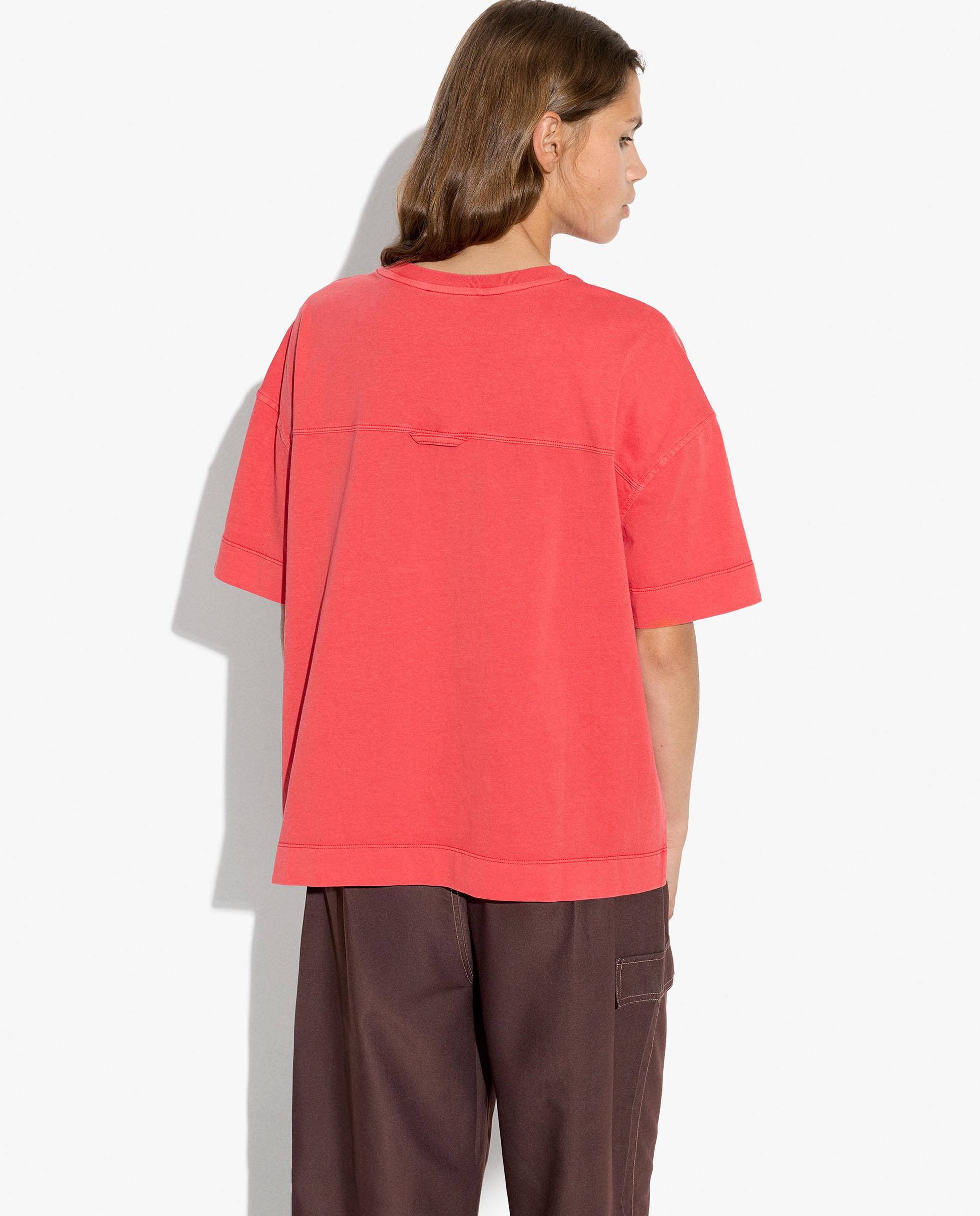 Camiseta de mujer 100% algodón de manga corta con bolsillo lateral - Parfois - Rojo Rojo-4