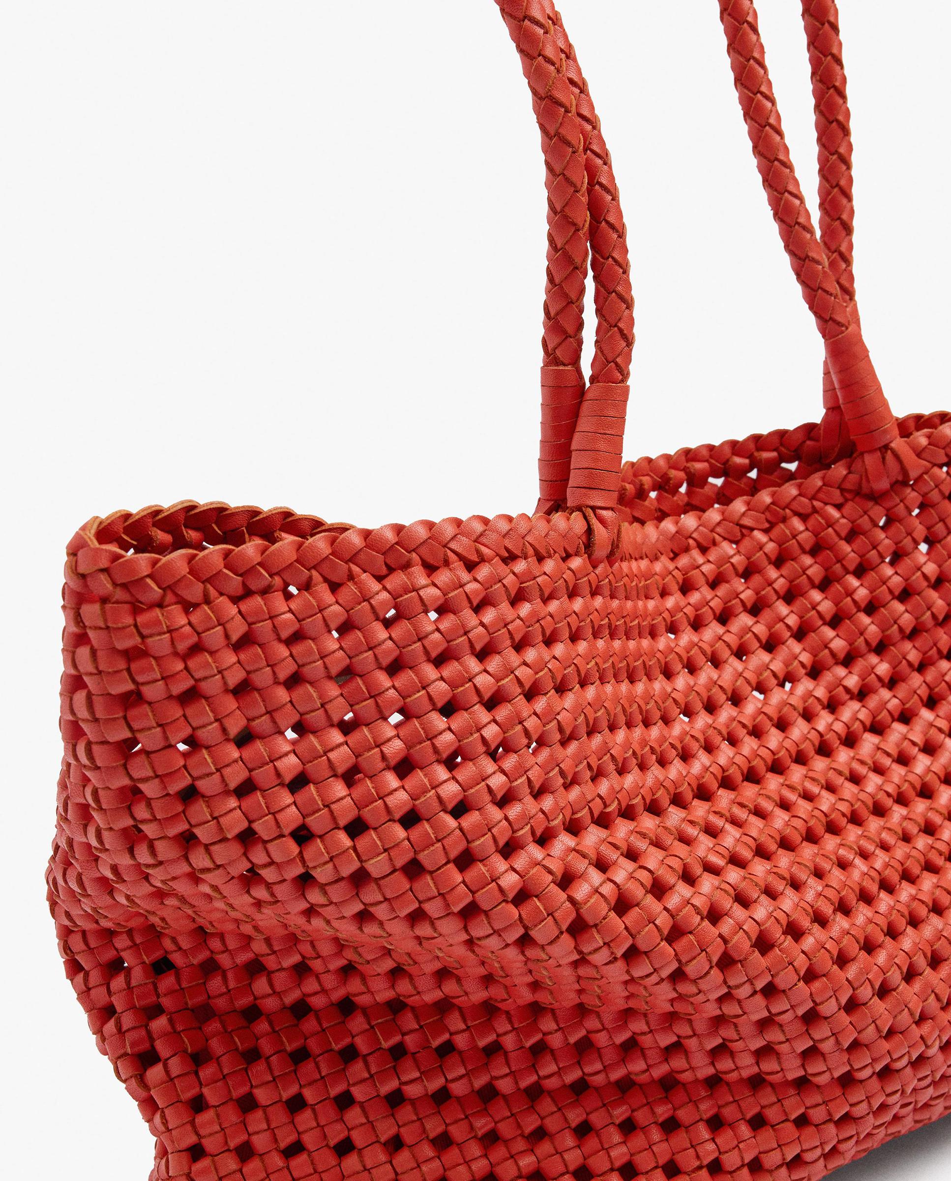 Shopper 100% piel trenzado en liso con cierre fruncido - Parfois - Rojo Rojo-2