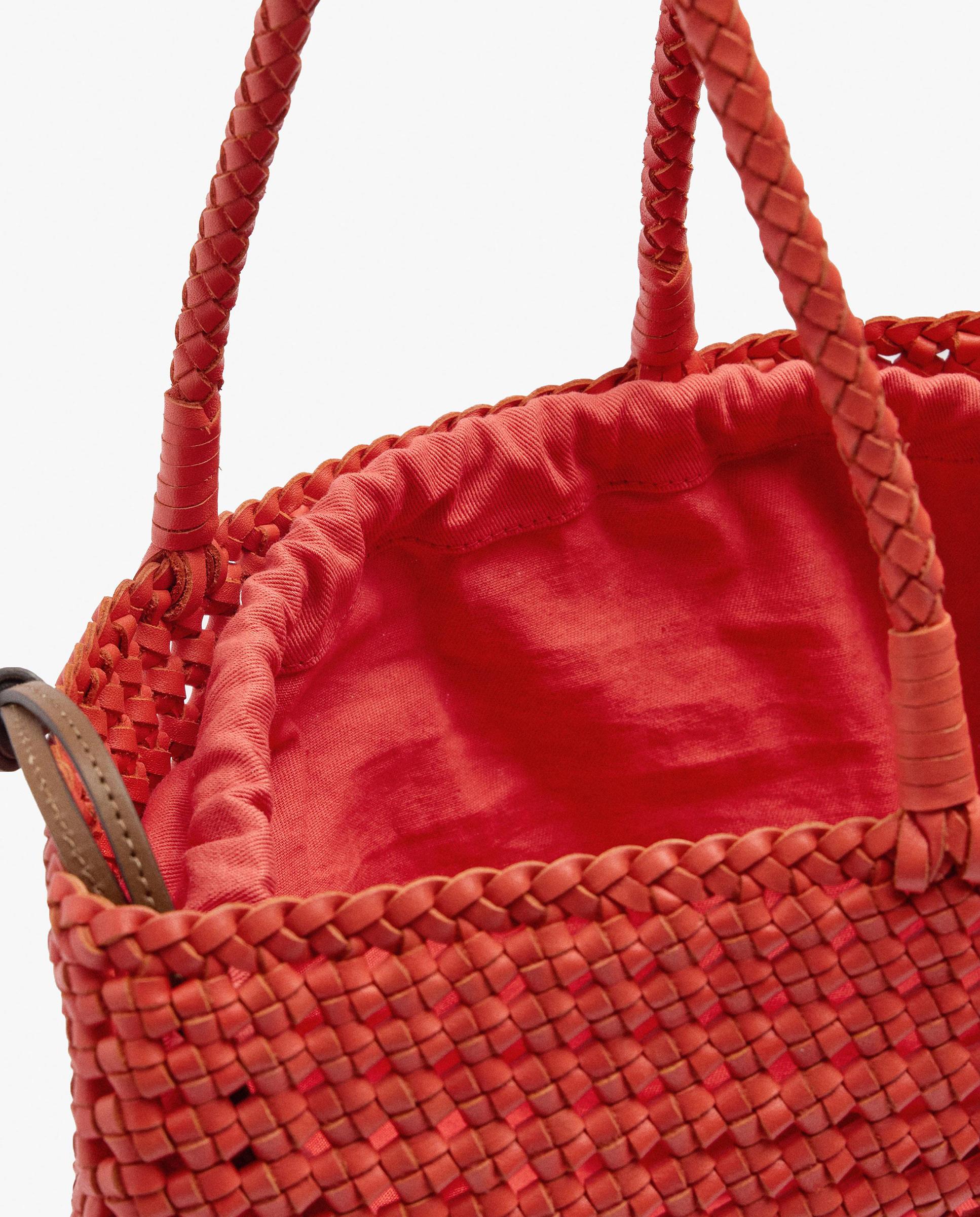 Shopper 100% piel trenzado en liso con cierre fruncido - Parfois - Rojo Rojo-5