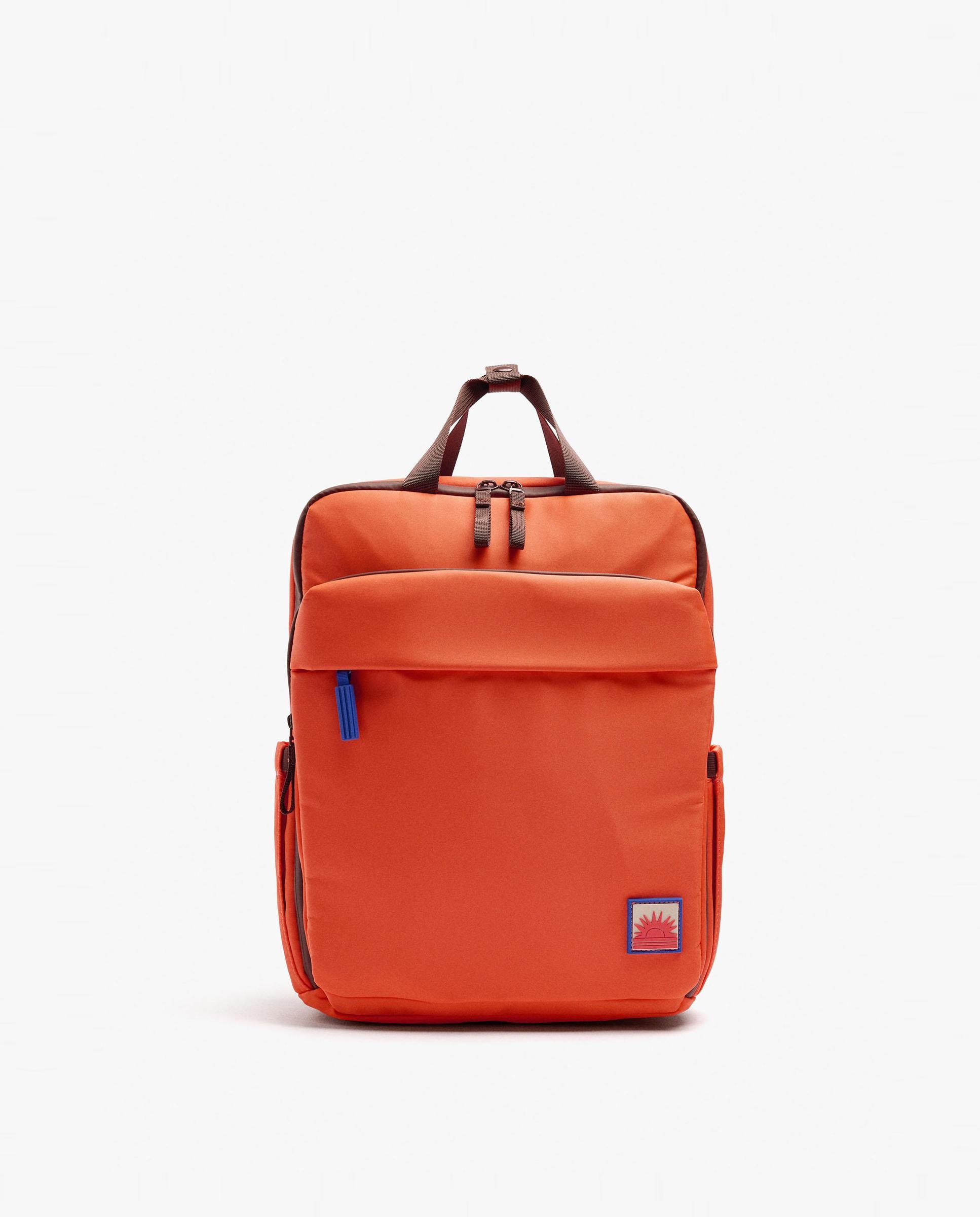 Mochila de mujer con varios compartimentos y cierre de cremallera en liso - Parfois - Naranja Naranja-1