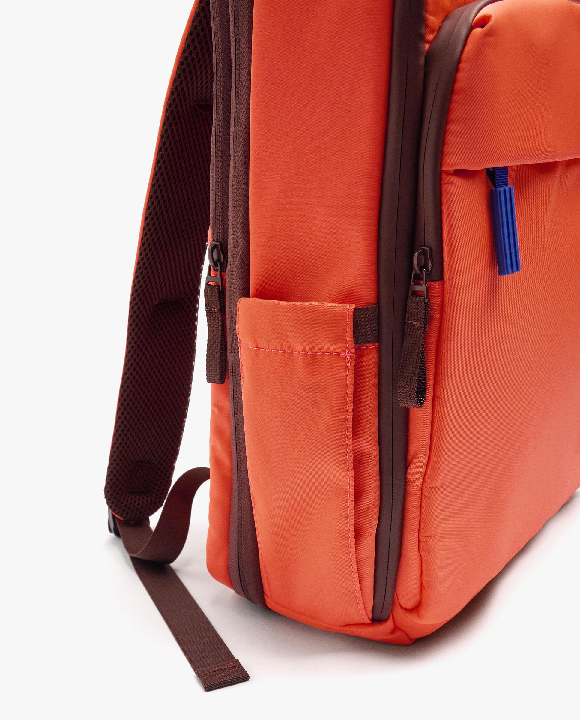 Mochila de mujer con varios compartimentos y cierre de cremallera en liso - Parfois - Naranja Naranja-3
