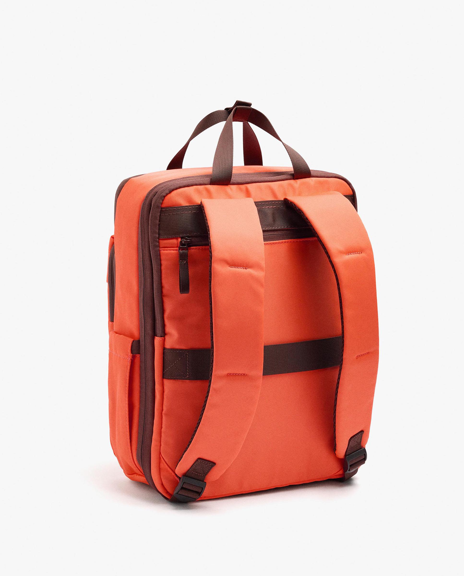 Mochila de mujer con varios compartimentos y cierre de cremallera en liso - Parfois - Naranja Naranja-2