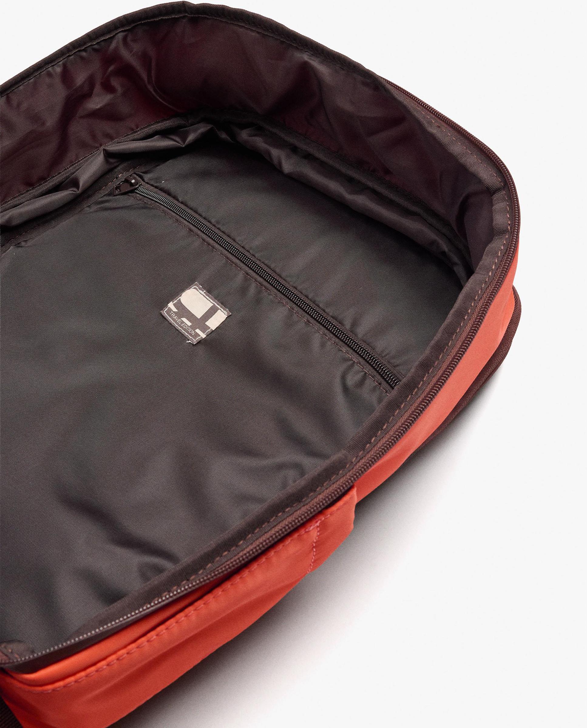 Mochila de mujer con varios compartimentos y cierre de cremallera en liso - Parfois - Naranja Naranja-7